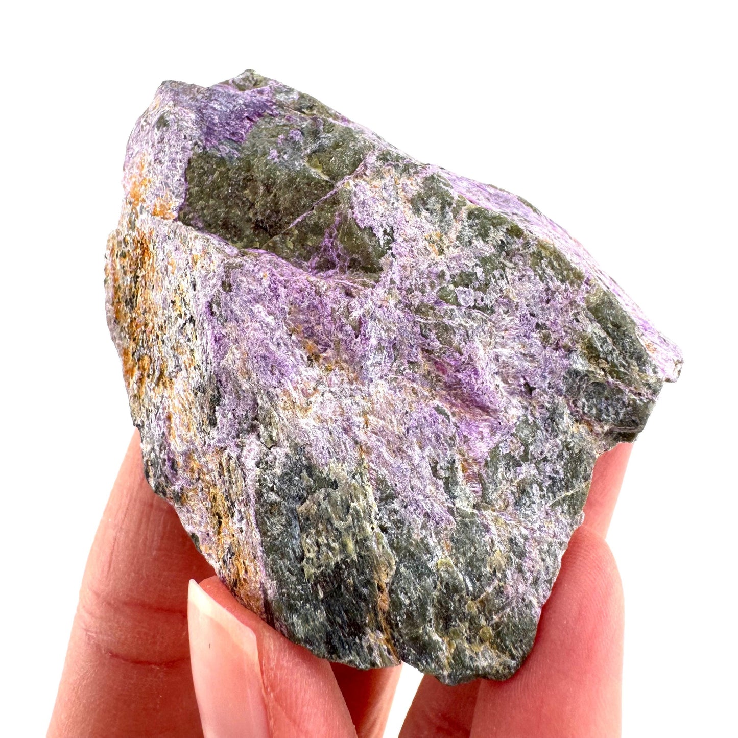 Stichtite | raw purple stichtite with serpentine, mineral specimen from South Africa