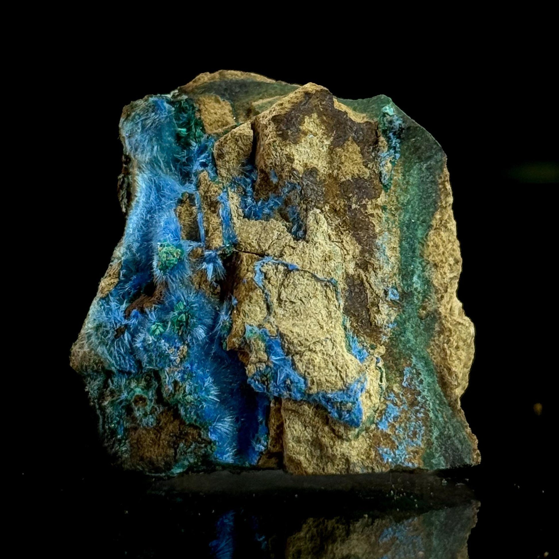 Cyanotrichite | fuzzy blue crystal, rare mineral specimen from Chile