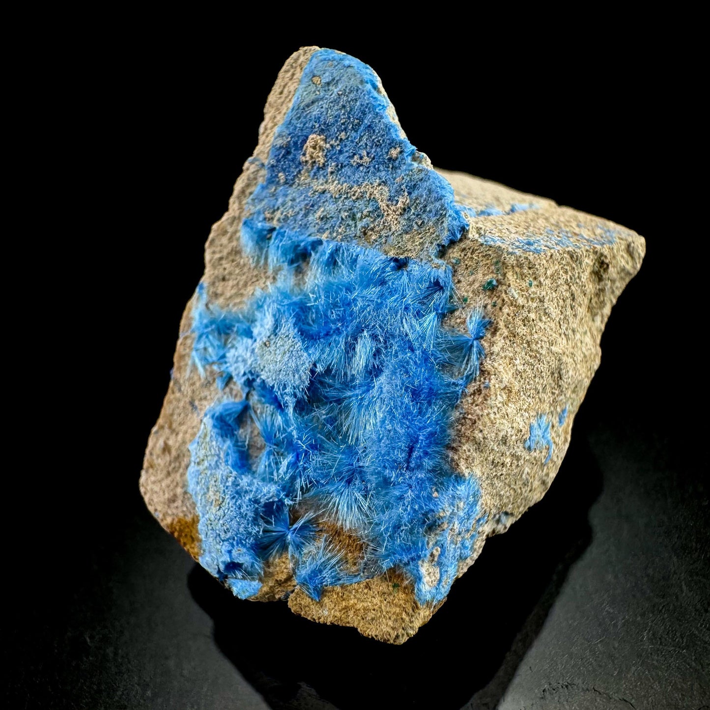 Cyanotrichite | fuzzy blue crystal, rare mineral specimen from Chile