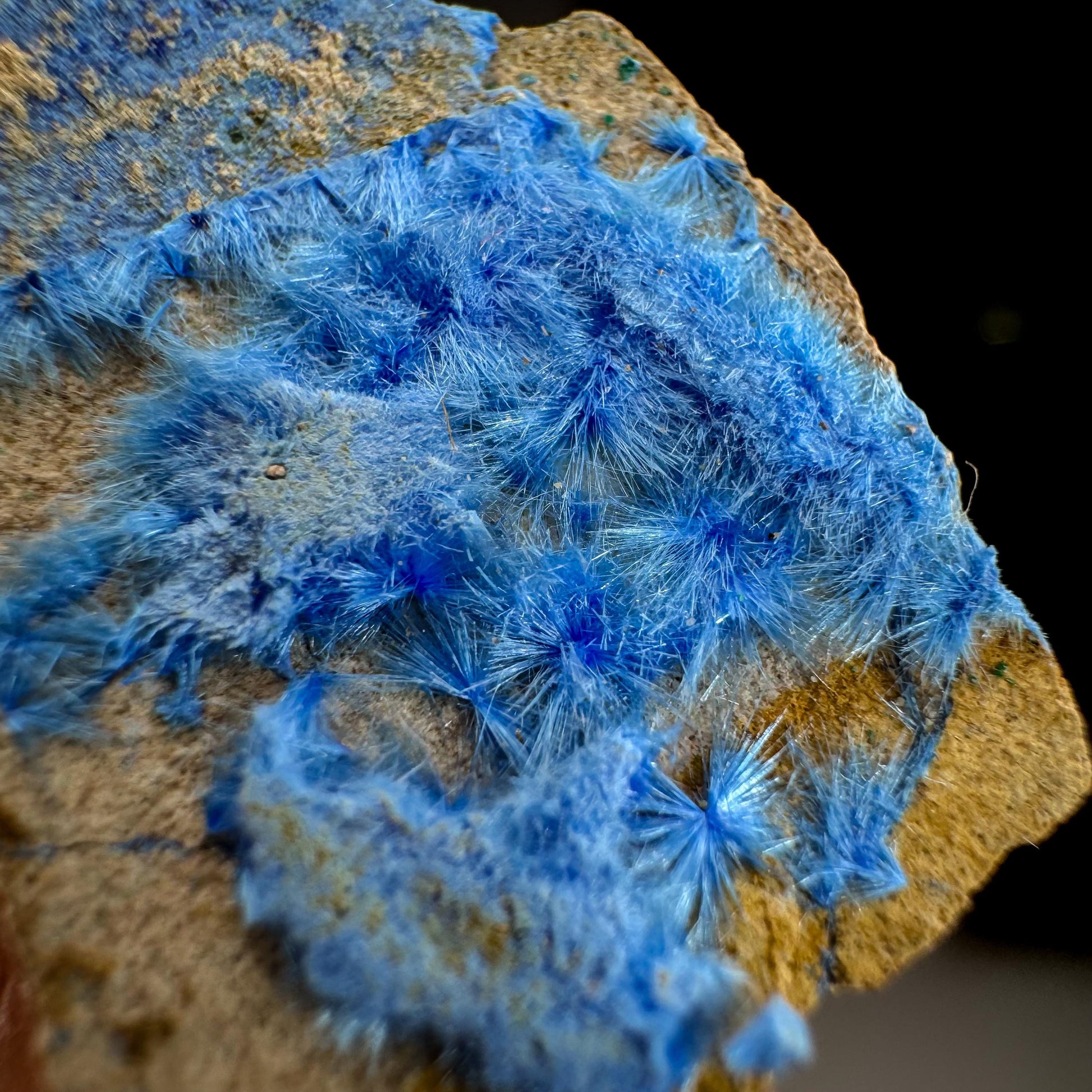 Cyanotrichite | fuzzy blue crystal, rare mineral specimen from Chile