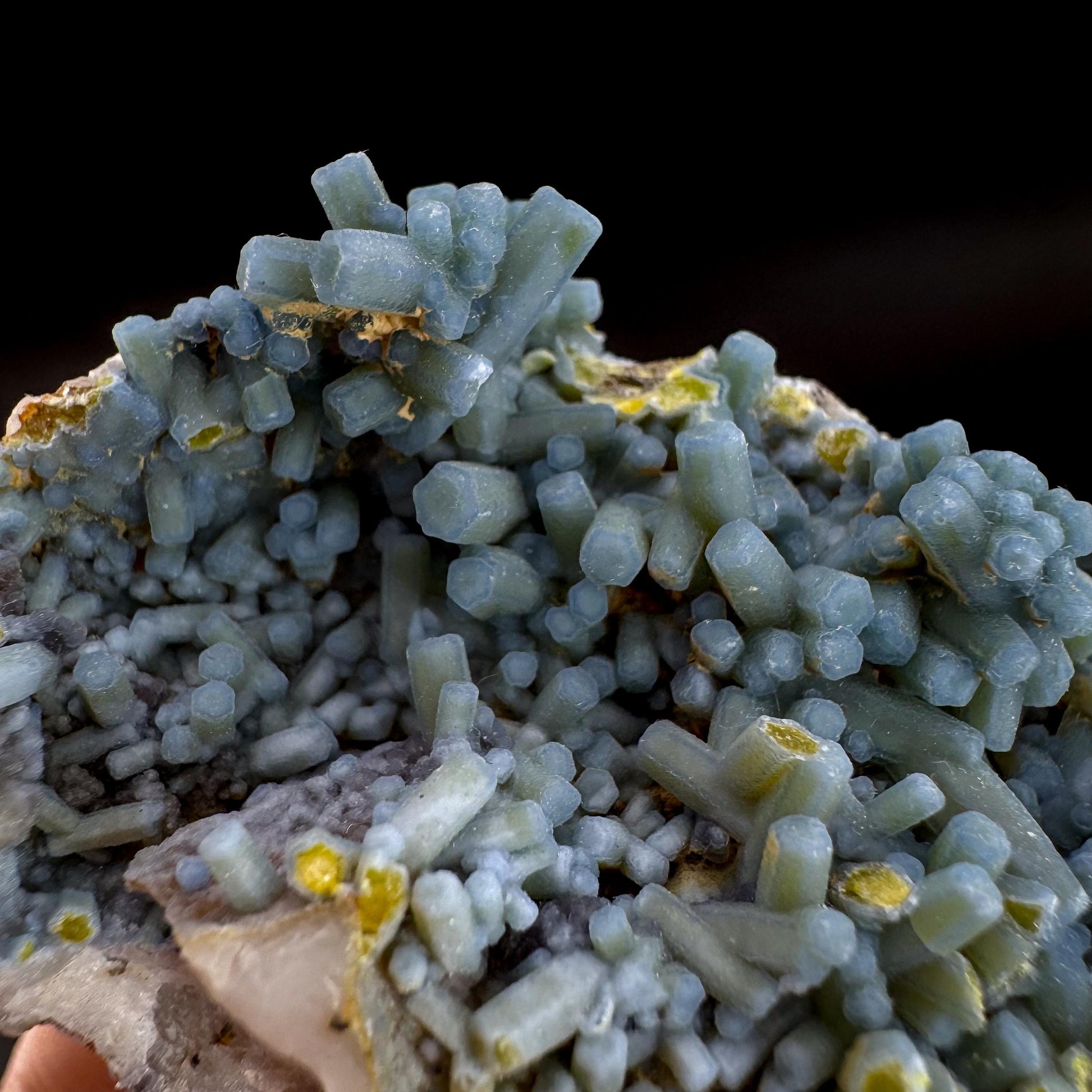 Plumbogummite | blue pyromorphite pseudomorph crystal, rare mineral specimen