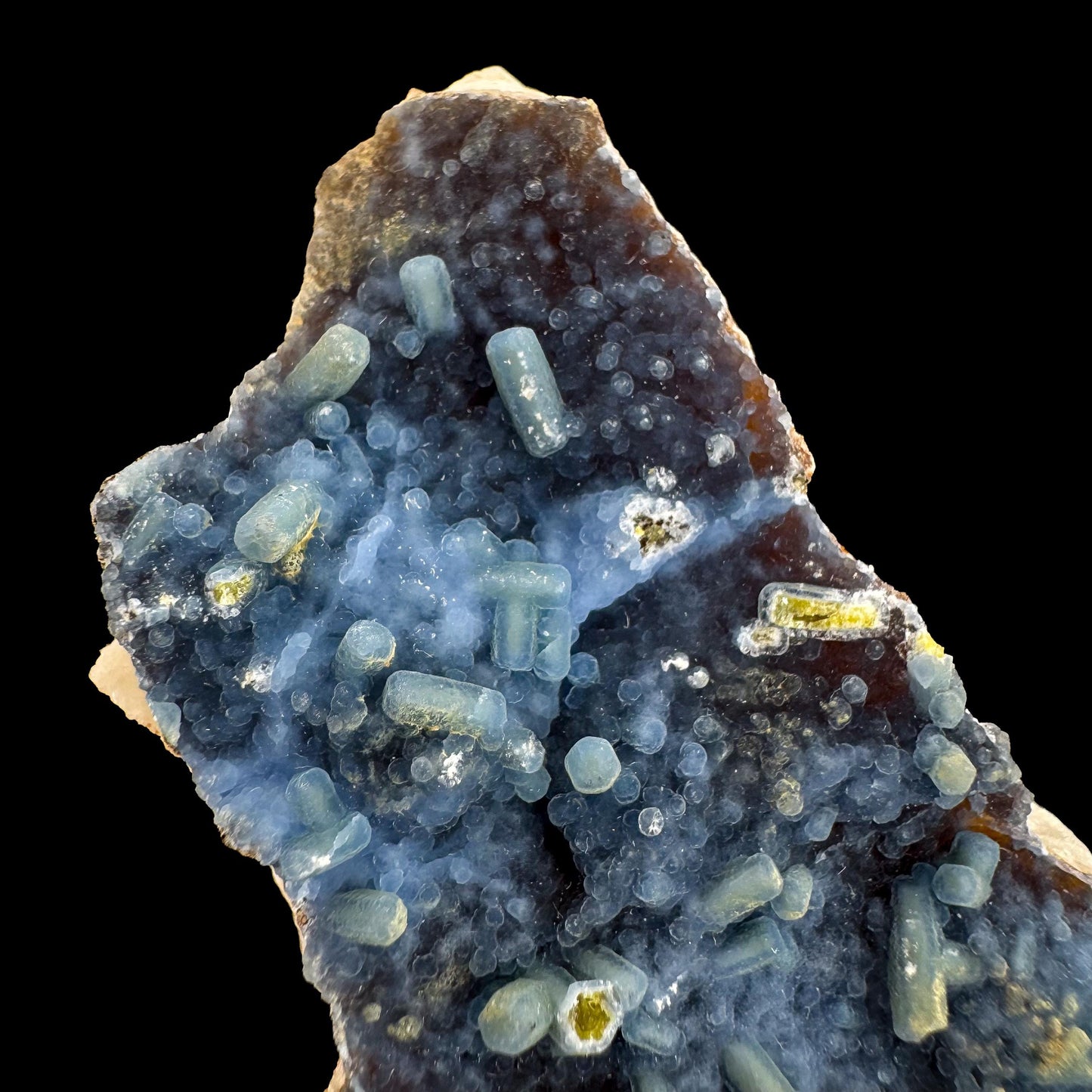 Plumbogummite | blue pyromorphite pseudomorph crystal, rare mineral specimen