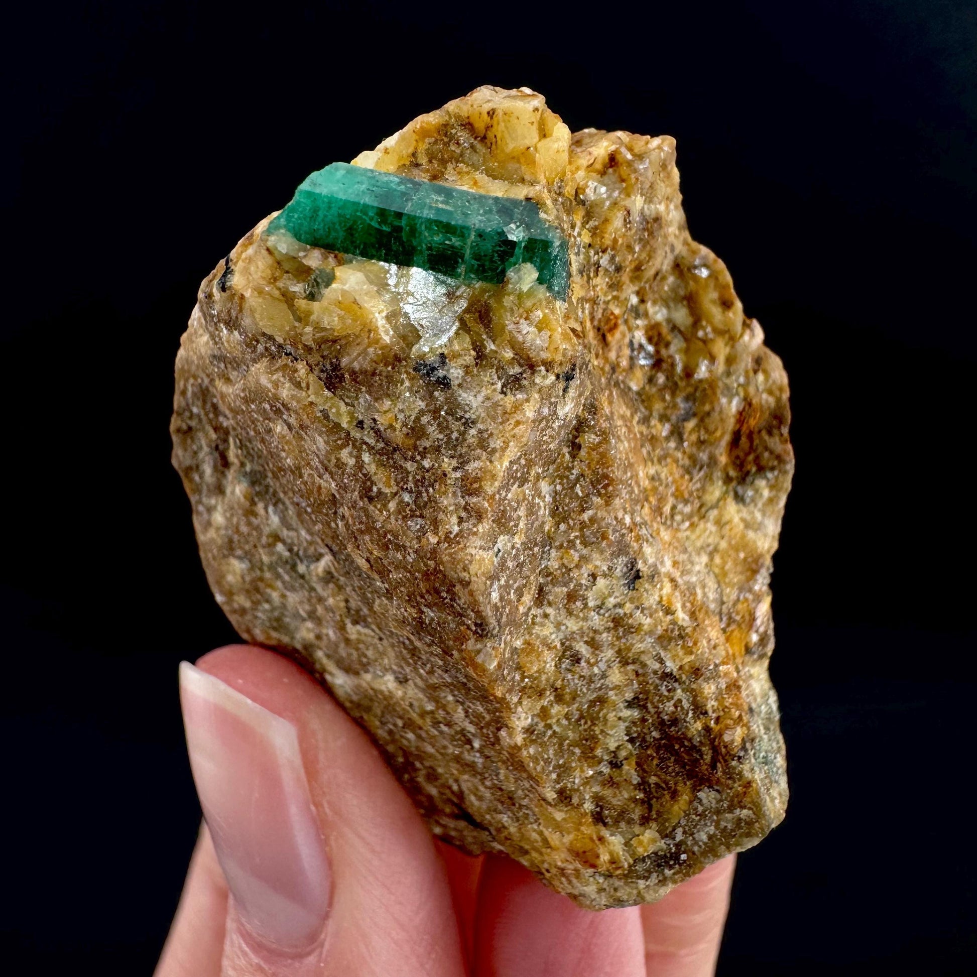 Emerald on Matrix | natural green crystal cluster, raw mineral specimen (Pakistan)
