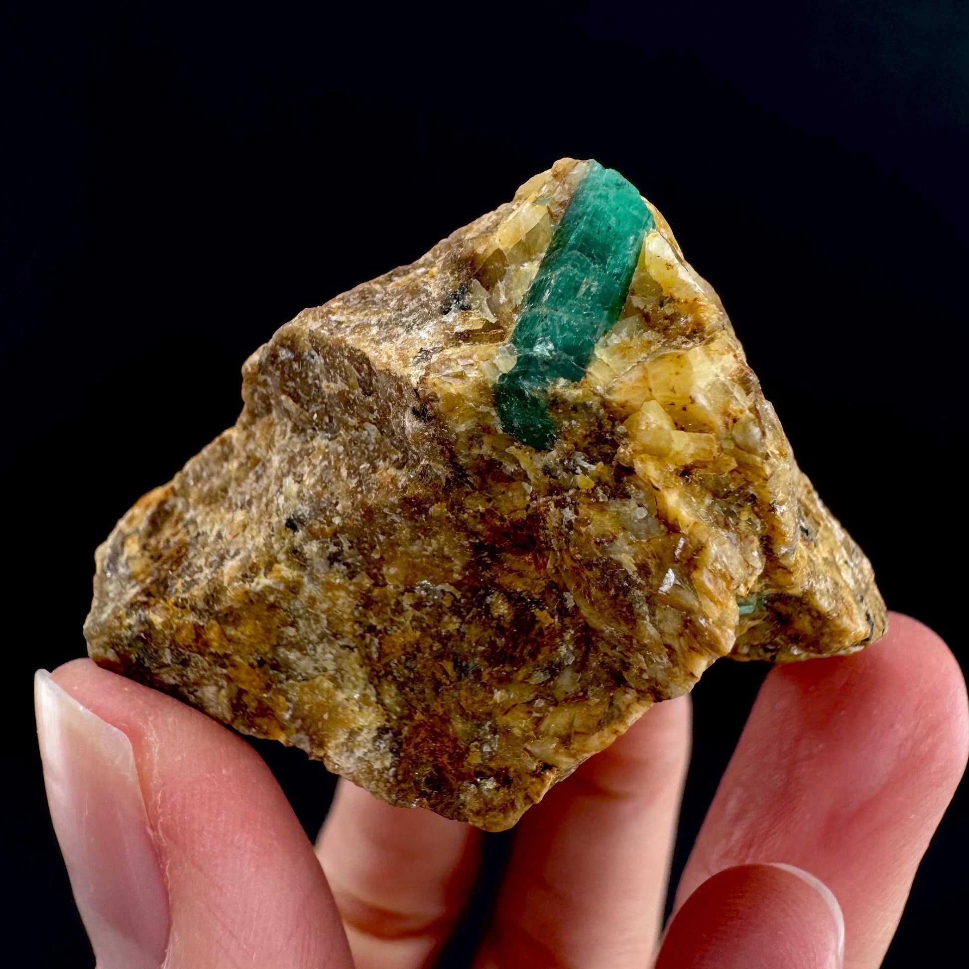 Emerald on Matrix | natural green crystal cluster, raw mineral specimen (Pakistan)