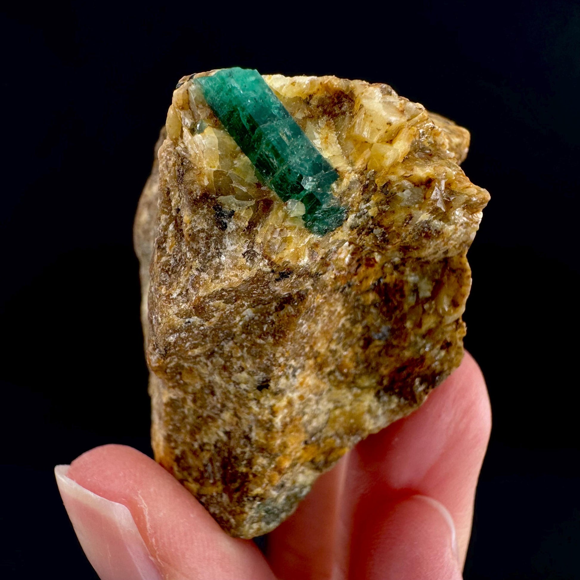 Emerald on Matrix | natural green crystal cluster, raw mineral specimen (Pakistan)