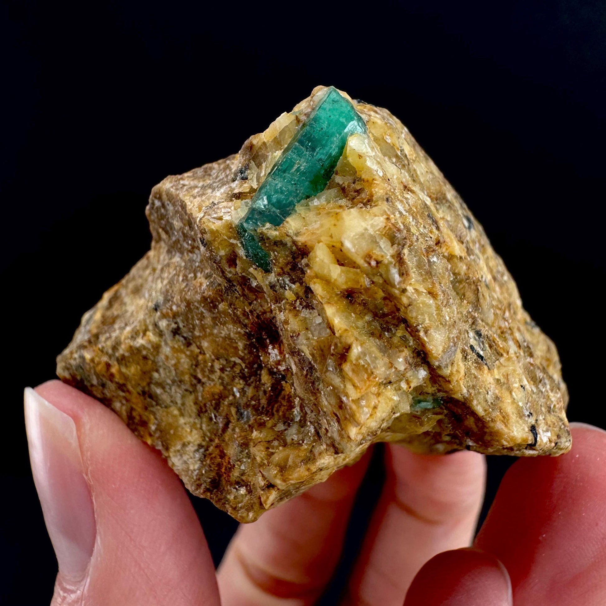 Emerald on Matrix | natural green crystal cluster, raw mineral specimen (Pakistan)