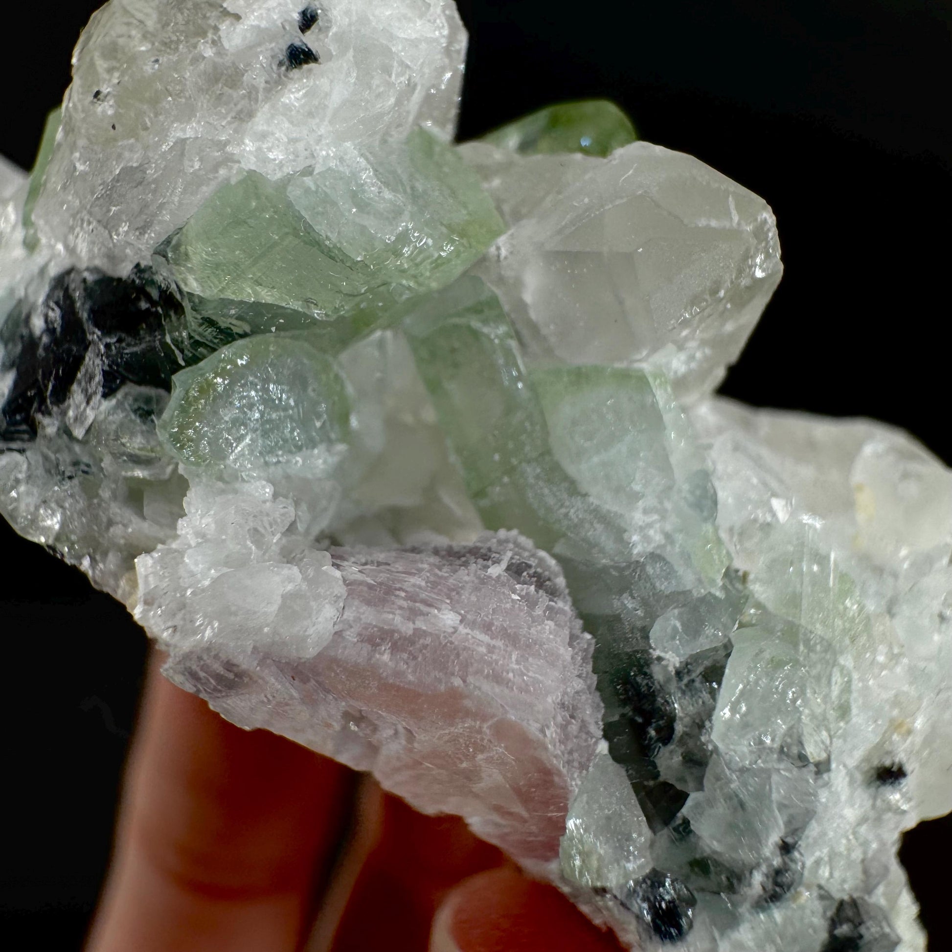Tourmaline on Quartz | Natural Green Crystal, Mineral Specimen from Pakistan