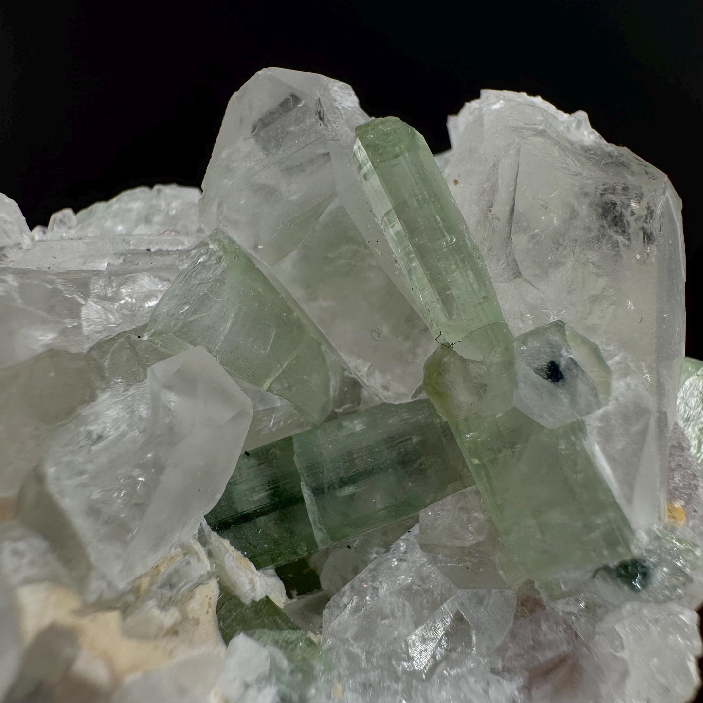 Tourmaline on Quartz | Natural Green Crystal, Mineral Specimen from Pakistan
