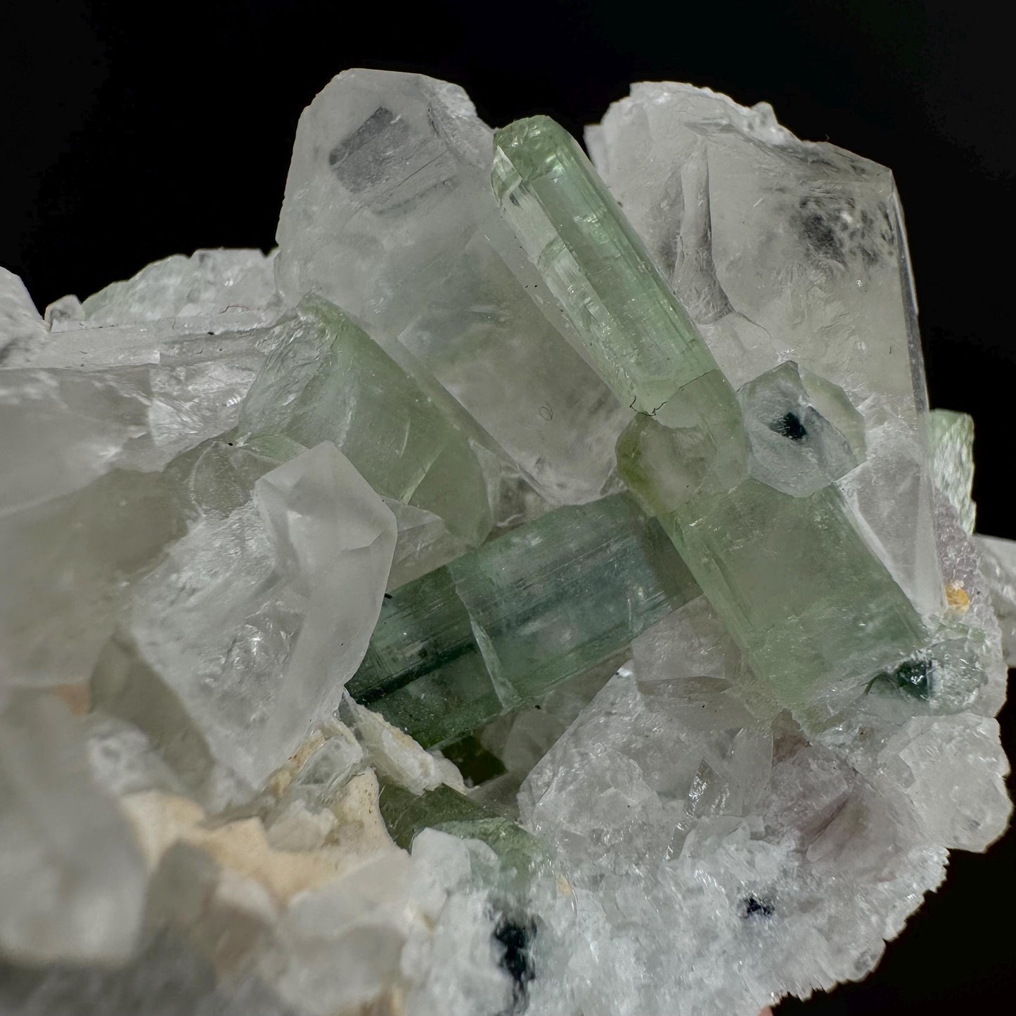Tourmaline on Quartz | Natural Green Crystal, Mineral Specimen from Pakistan