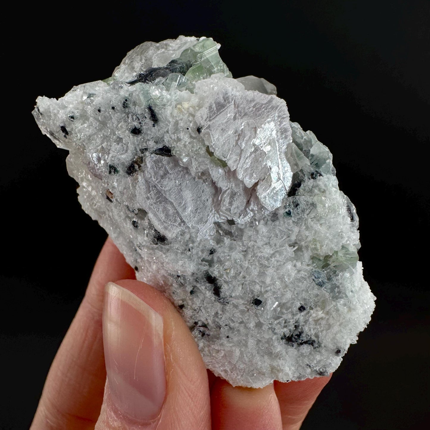 Tourmaline on Quartz | Natural Green Crystal, Mineral Specimen from Pakistan