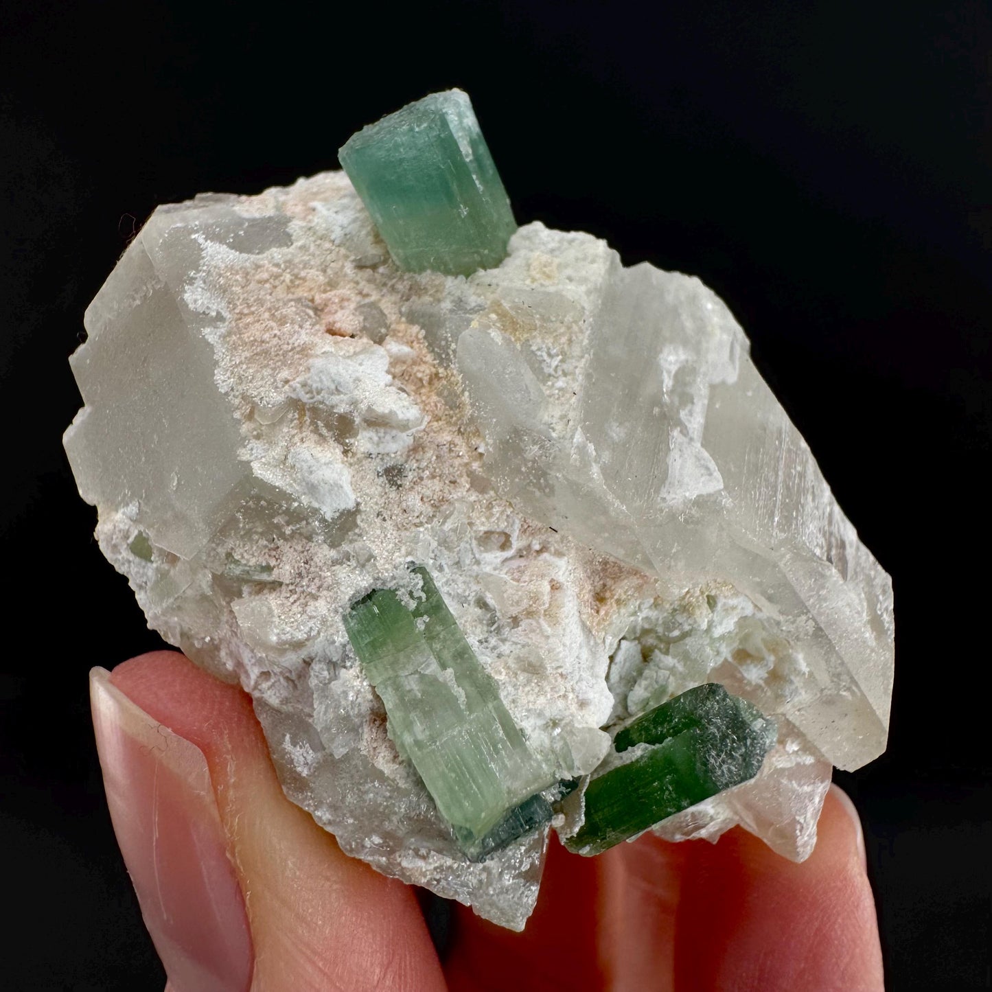 Tourmaline on Quartz | Natural Green Crystal, Mineral Specimen from Pakistan