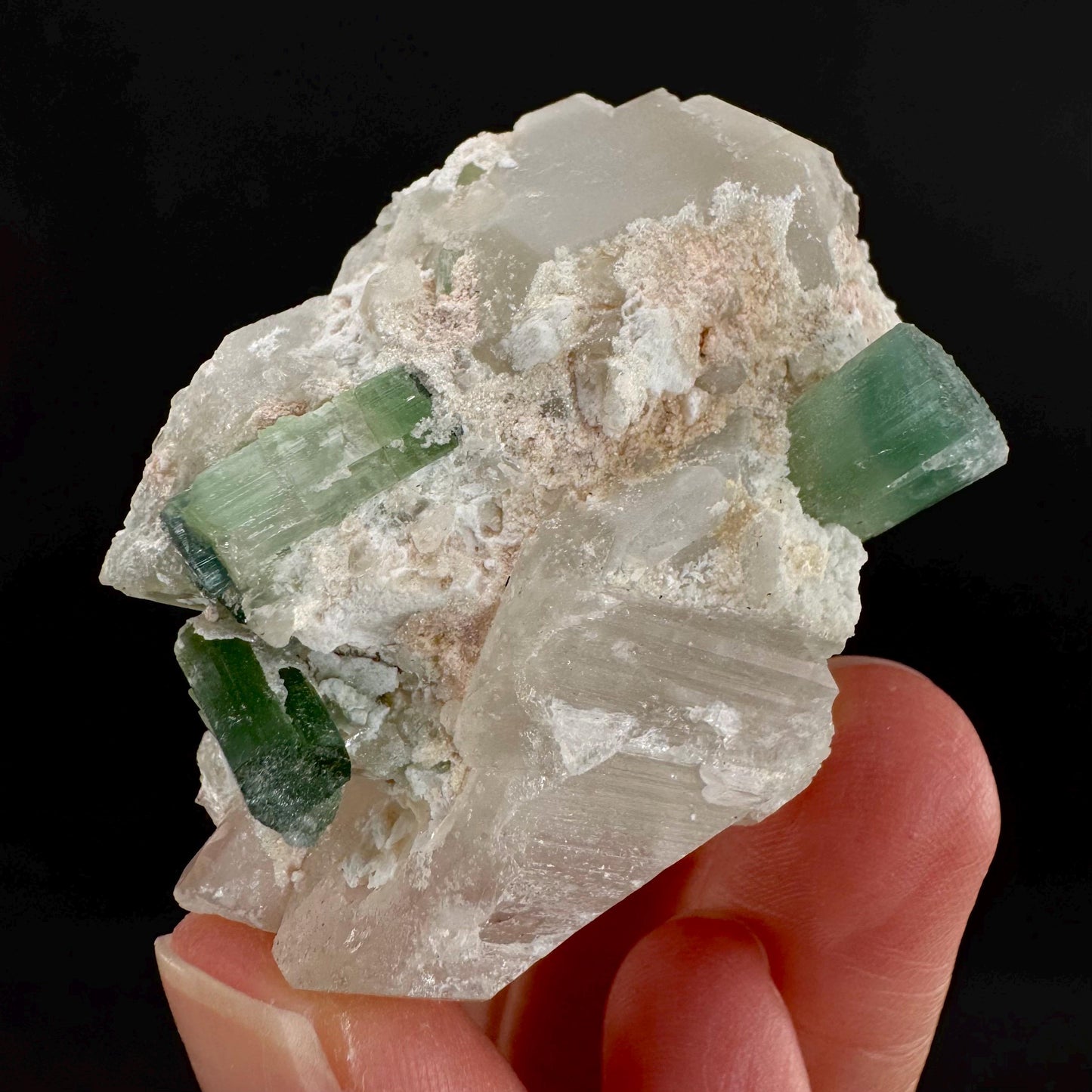 Tourmaline on Quartz | Natural Green Crystal, Mineral Specimen from Pakistan