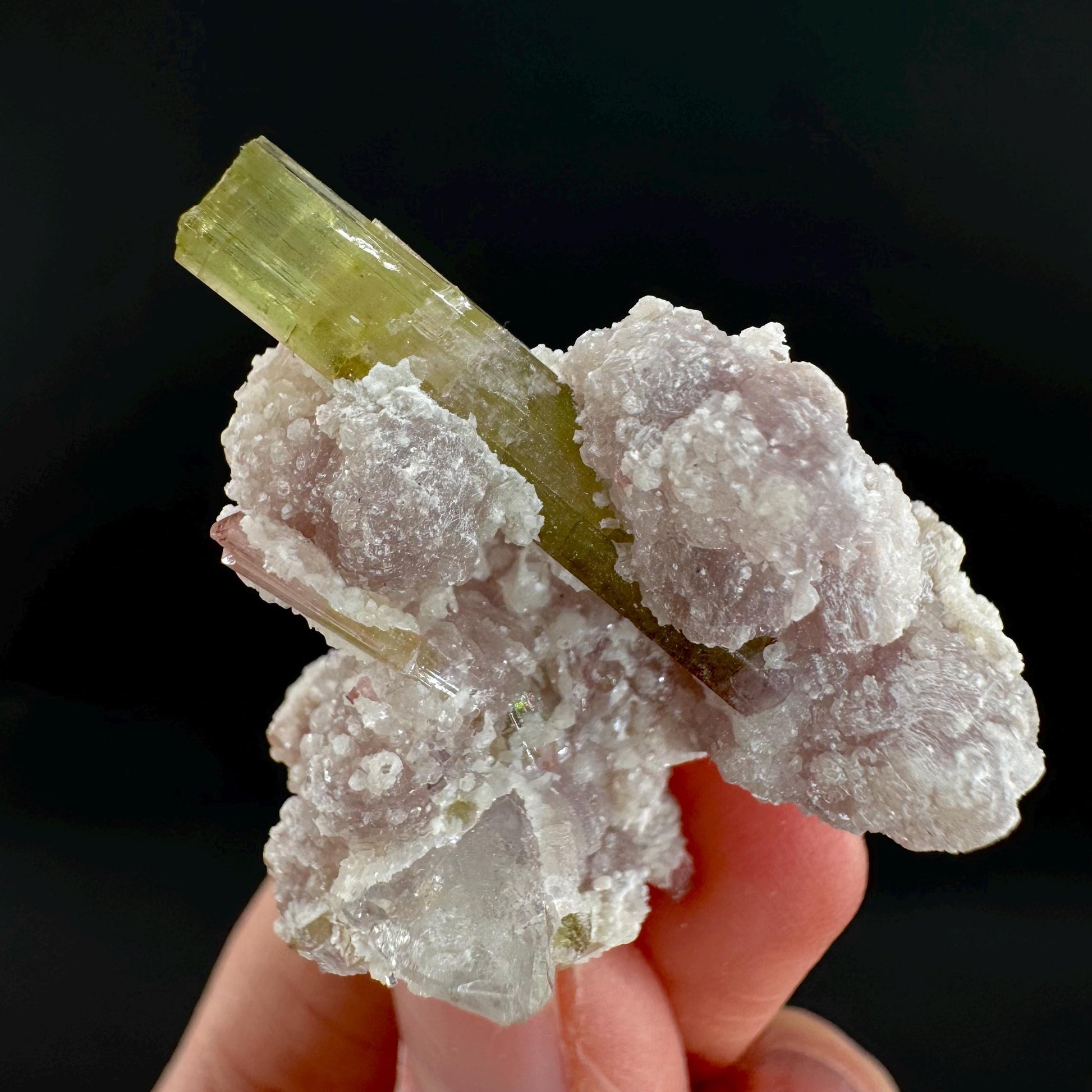 Tourmaline with Lepidolite & Quartz | Natural Green Crystal, Mineral Specimen from Pakistan