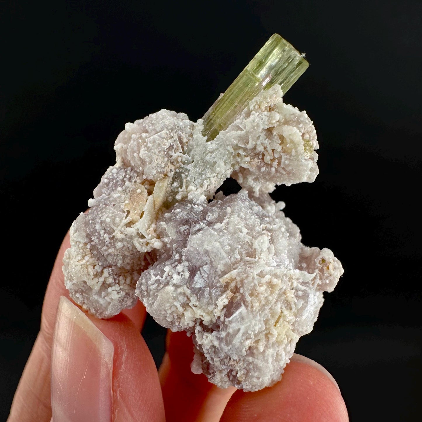 Tourmaline with Lepidolite & Quartz | Natural Green Crystal, Mineral Specimen from Pakistan