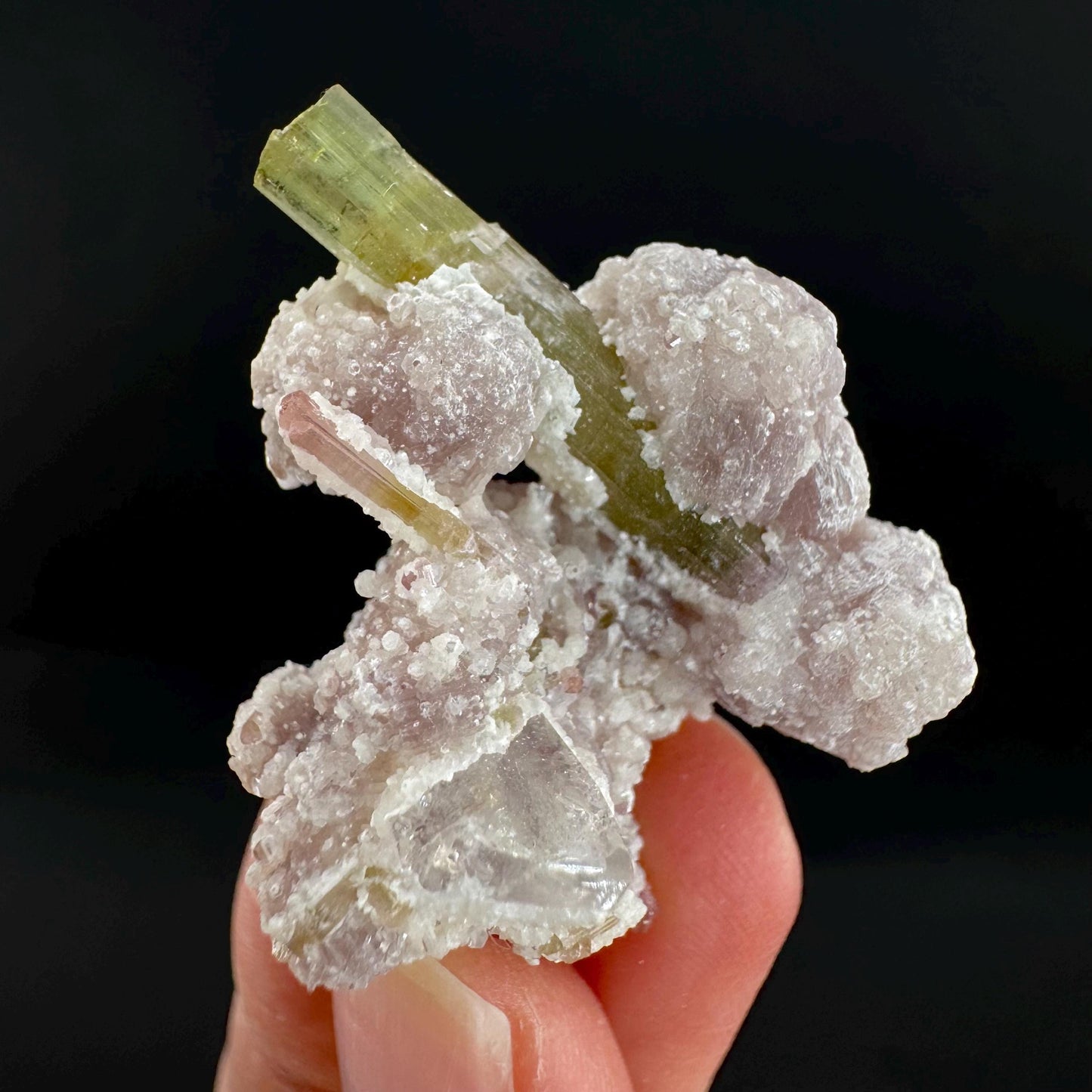 Tourmaline with Lepidolite & Quartz | Natural Green Crystal, Mineral Specimen from Pakistan
