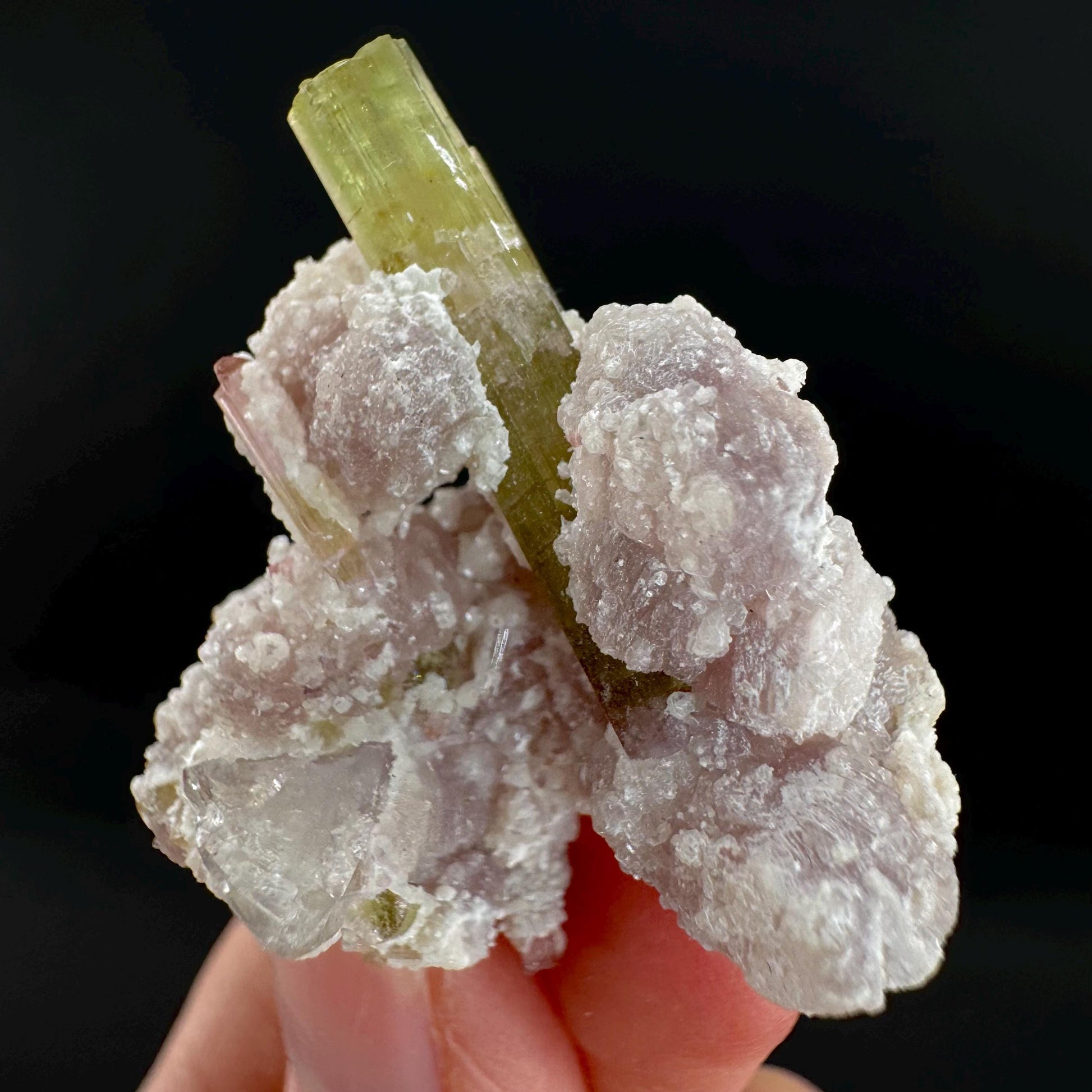 Tourmaline with Lepidolite & Quartz | Natural Green Crystal, Mineral Specimen from Pakistan