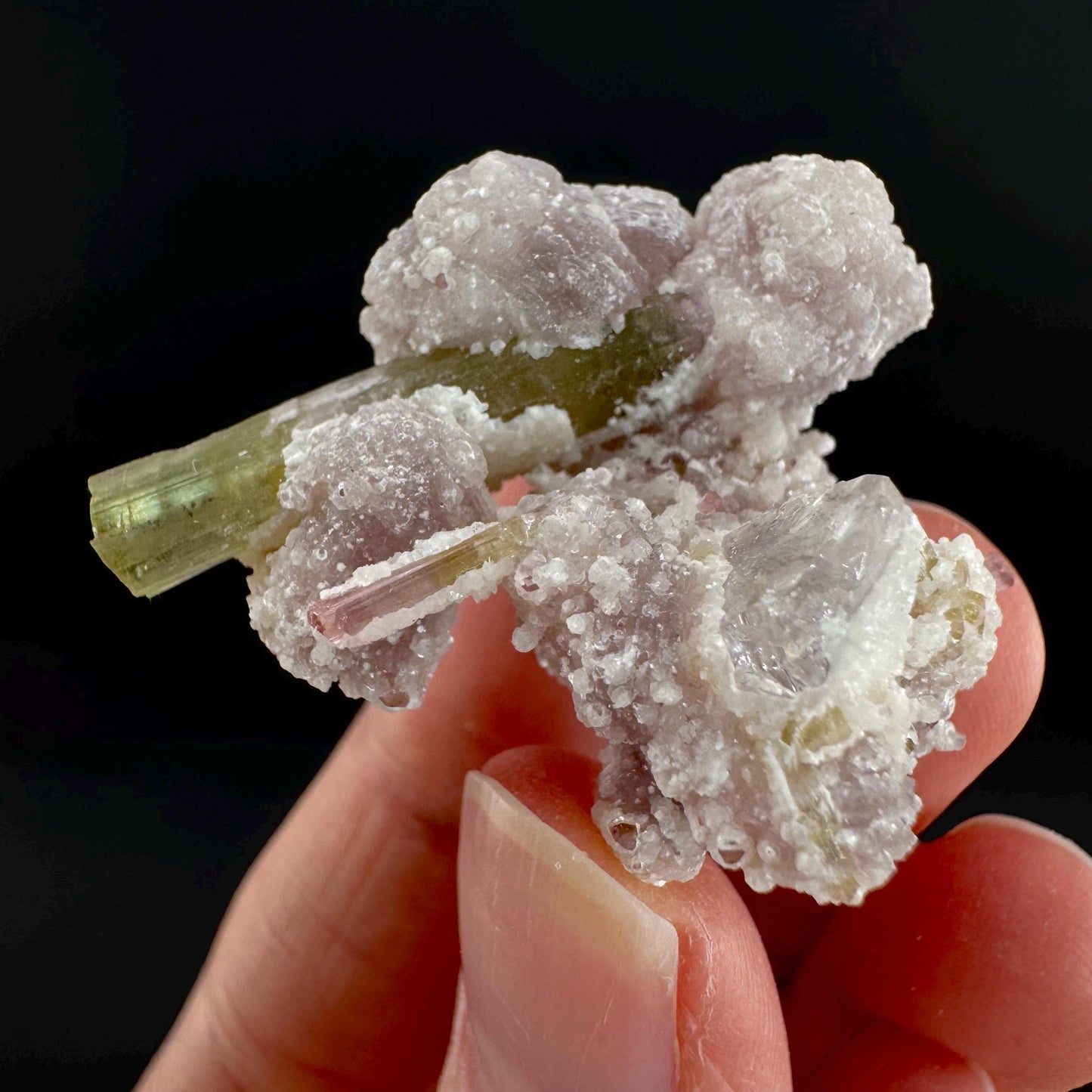 Tourmaline with Lepidolite & Quartz | Natural Green Crystal, Mineral Specimen from Pakistan