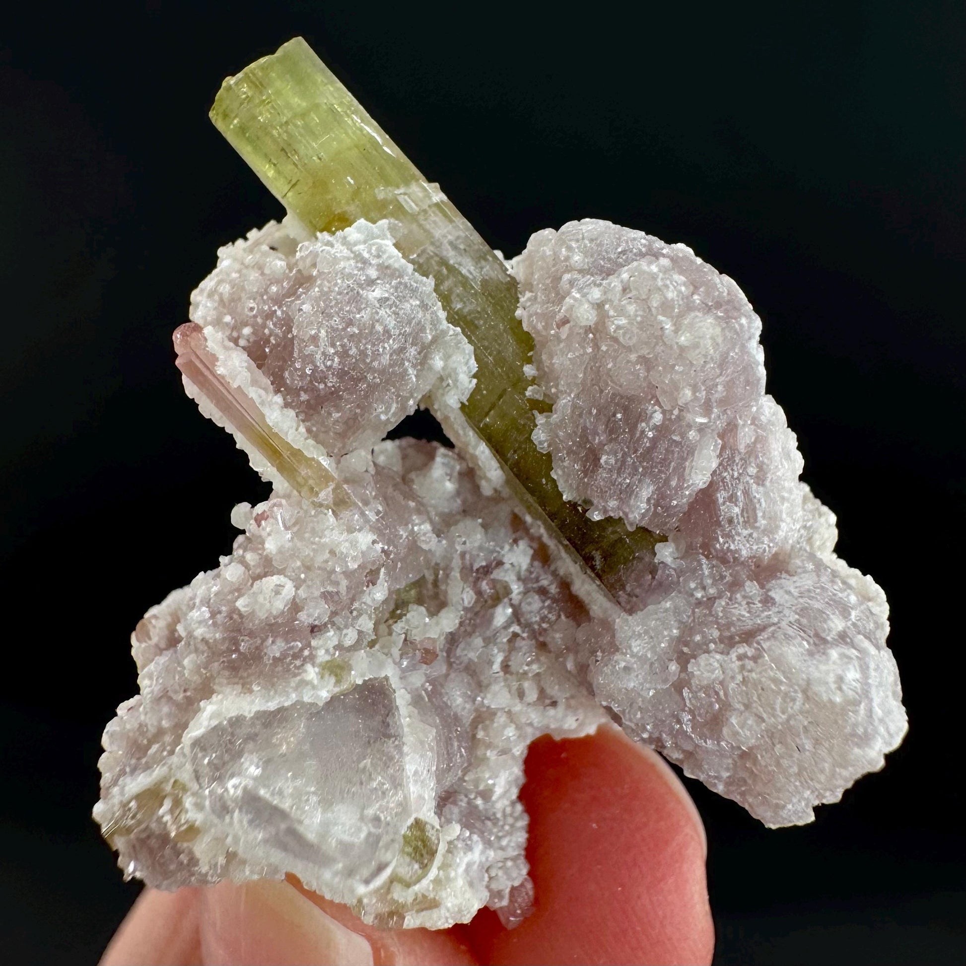 Tourmaline with Lepidolite & Quartz | Natural Green Crystal, Mineral Specimen from Pakistan