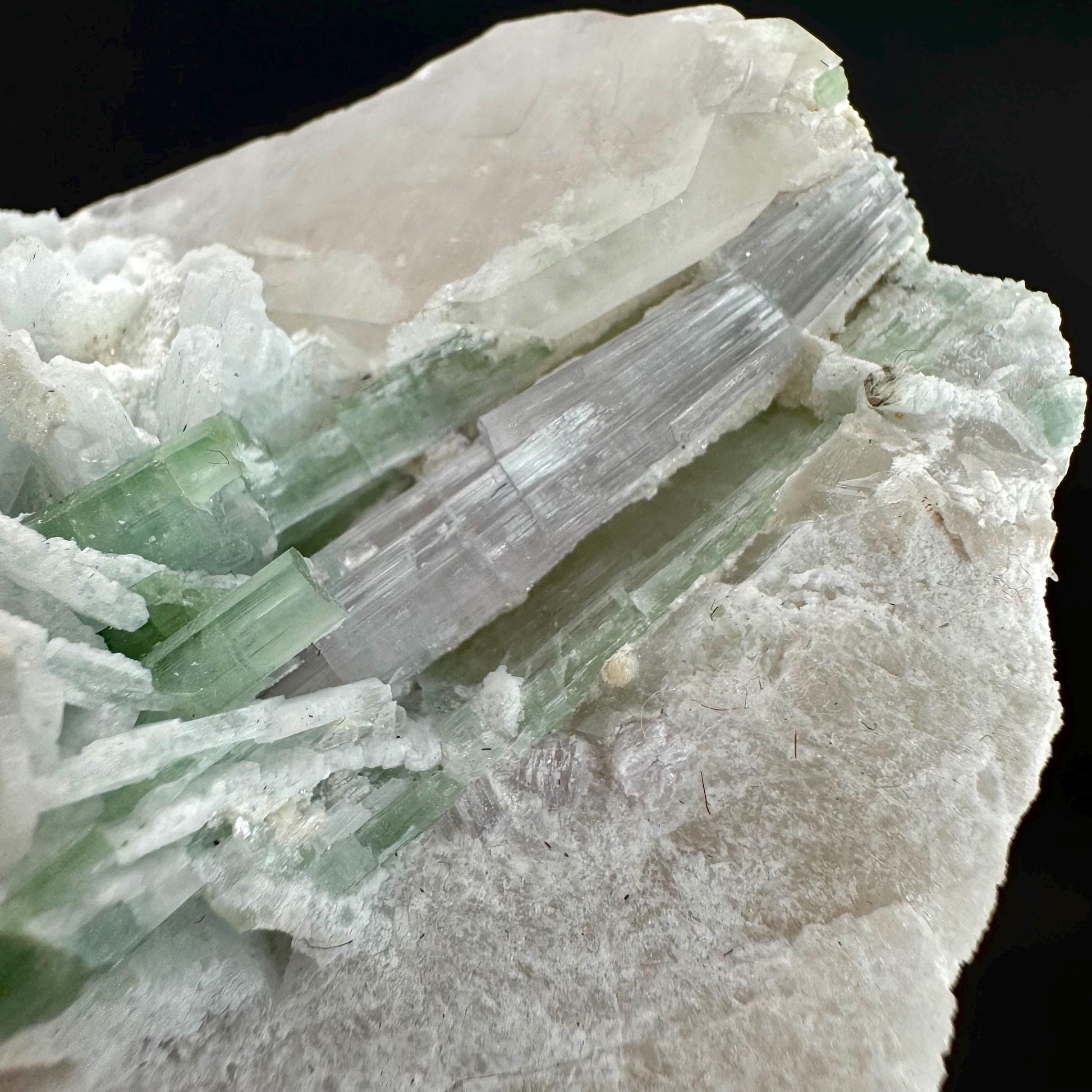 Tourmaline with Lepidolite & Quartz | Natural Green Crystal, Mineral Specimen from Pakistan