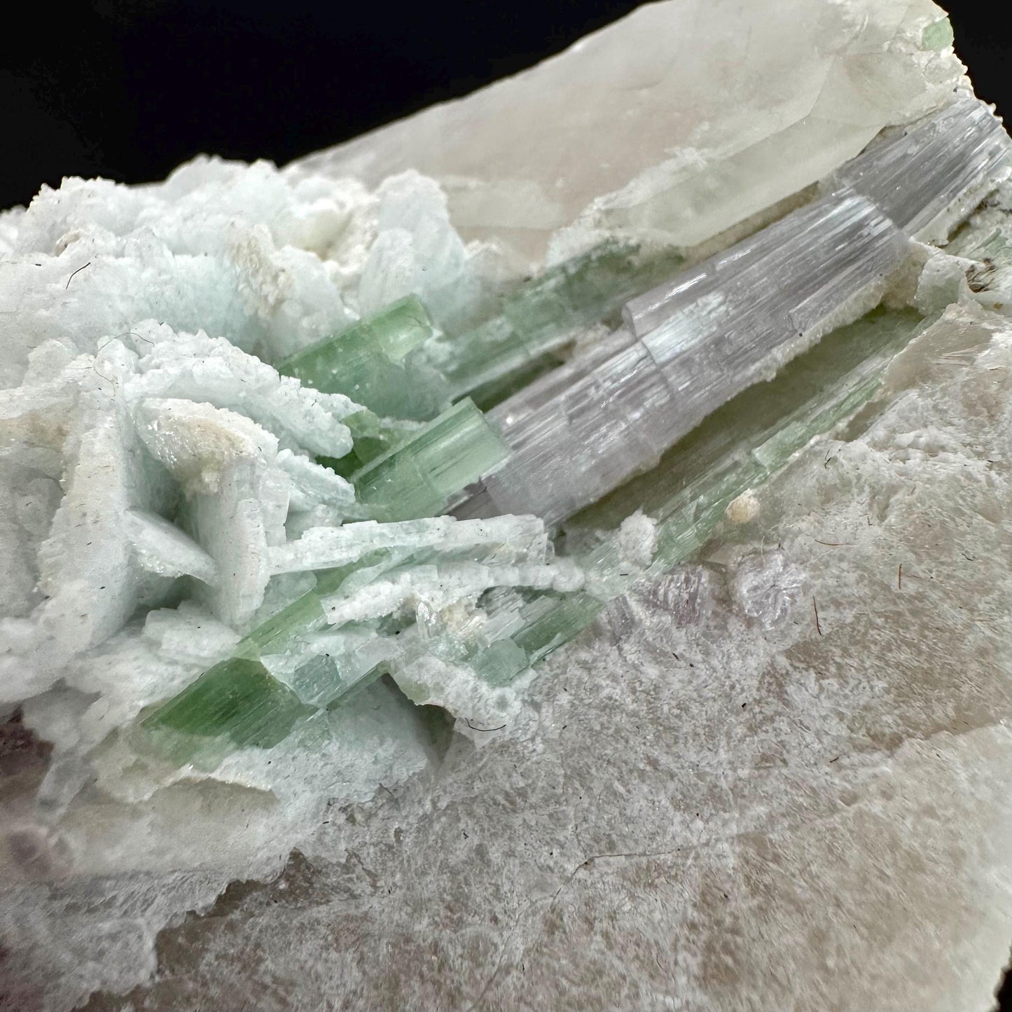 Tourmaline with Lepidolite & Quartz | Natural Green Crystal, Mineral Specimen from Pakistan