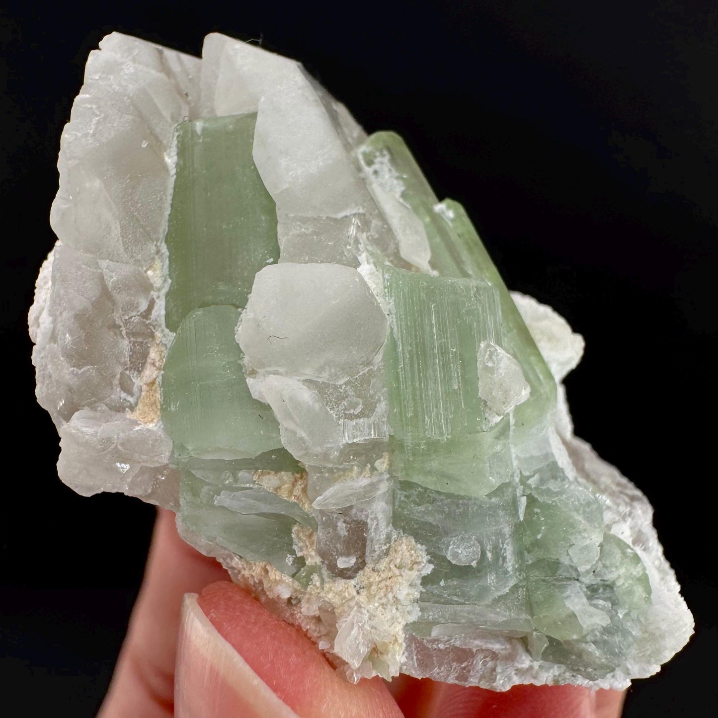Tourmaline on Quartz | Natural Green Crystal, Mineral Specimen from Pakistan