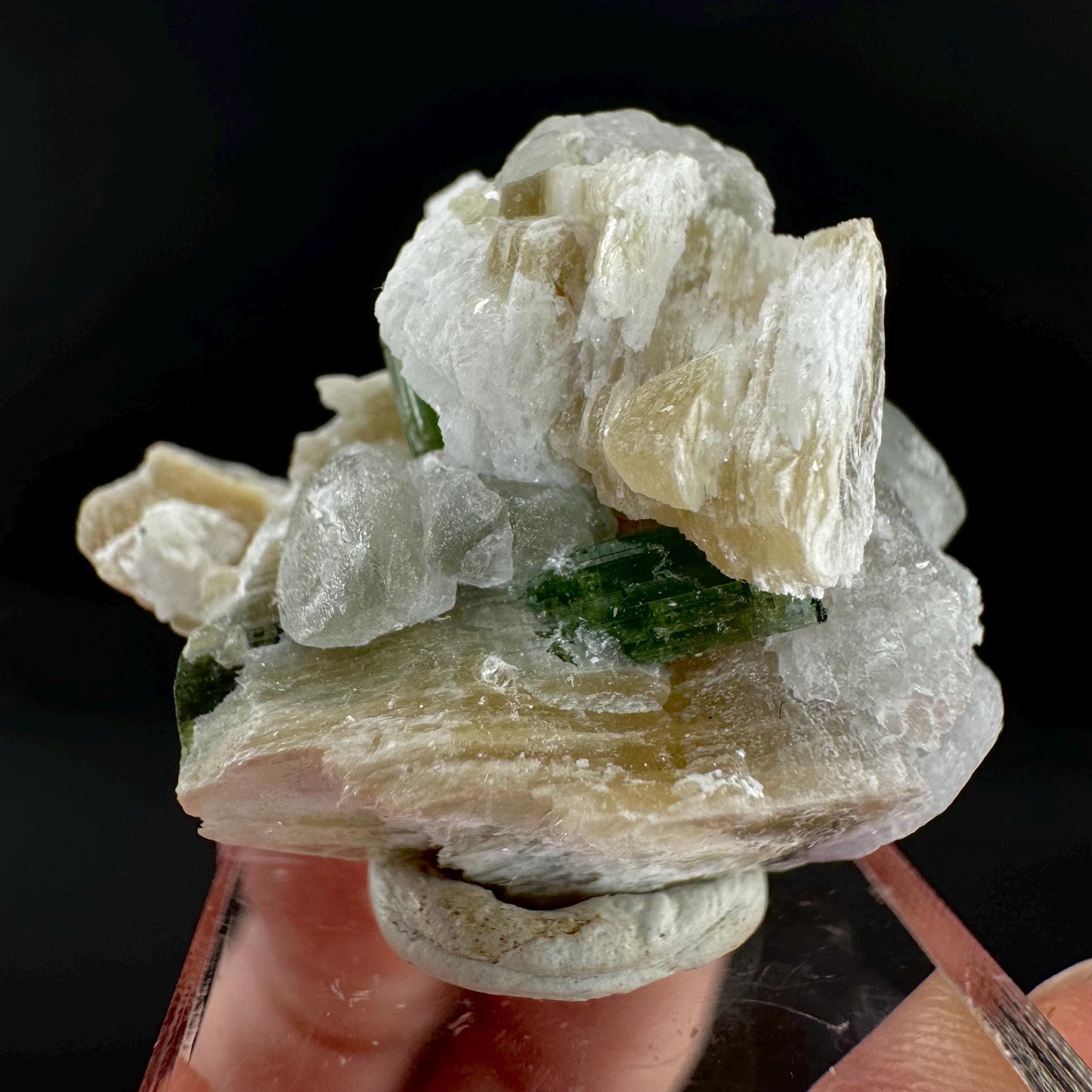 Tourmaline with Fluorapatite & Muscovite | Green Crystal, Mineral Specimen from Pakistan