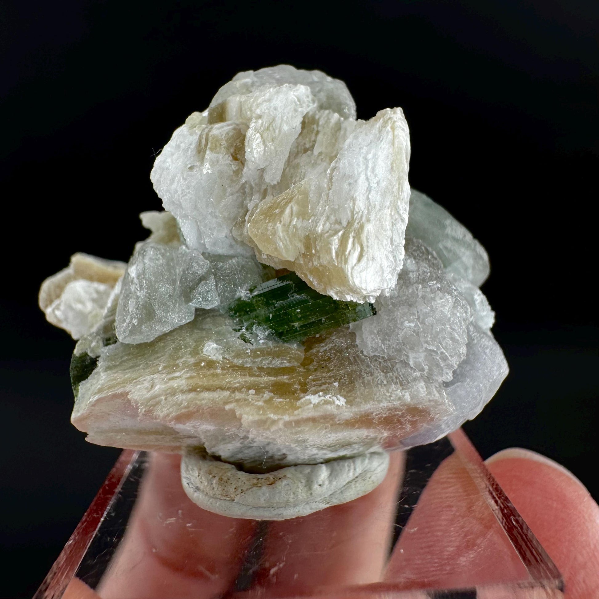 Tourmaline with Fluorapatite & Muscovite | Green Crystal, Mineral Specimen from Pakistan