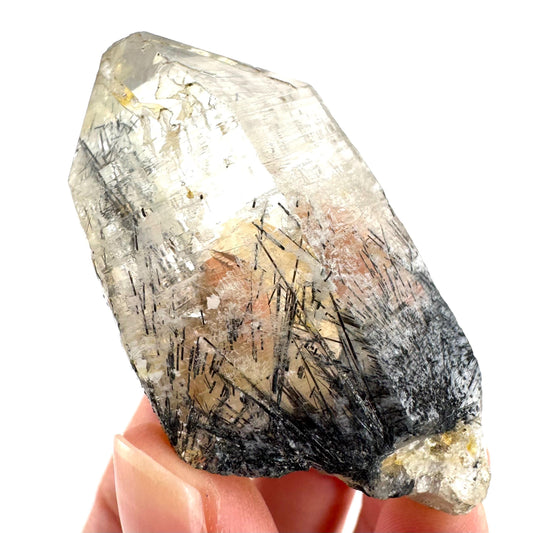 Black Tourmaline in Smoky Quartz | schorl crystal cluster, mineral specimen from Namibia