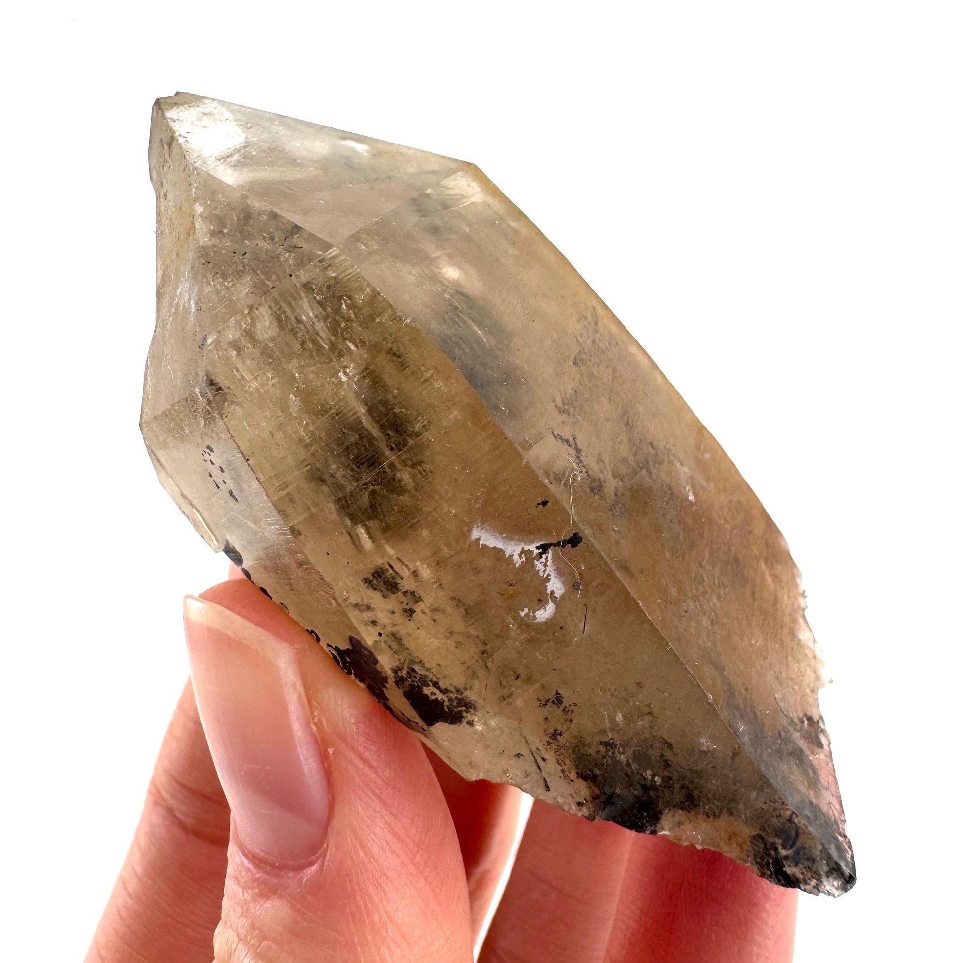 Black Tourmaline in Smoky Quartz | schorl crystal cluster, mineral specimen from Namibia