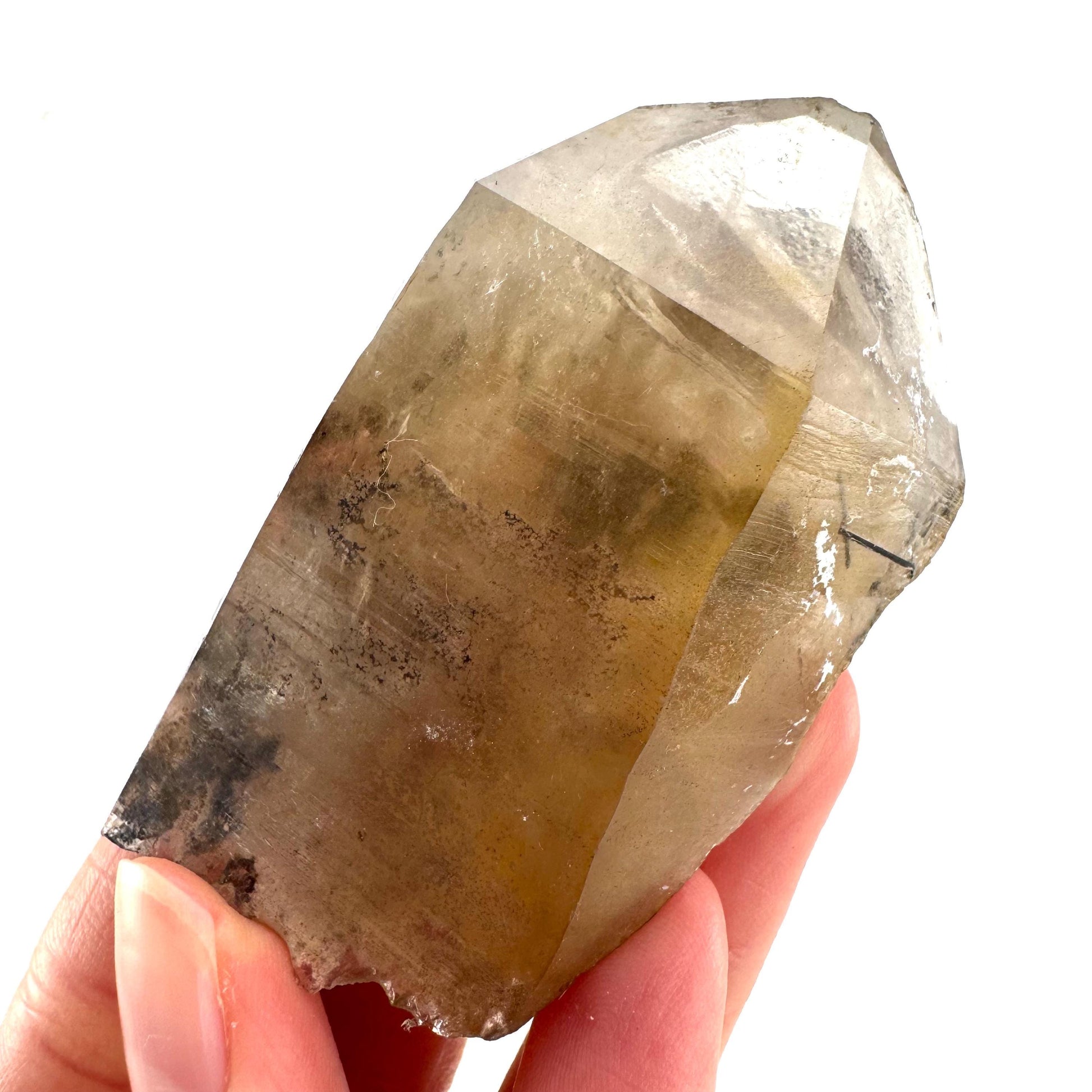 Black Tourmaline in Smoky Quartz | schorl crystal cluster, mineral specimen from Namibia