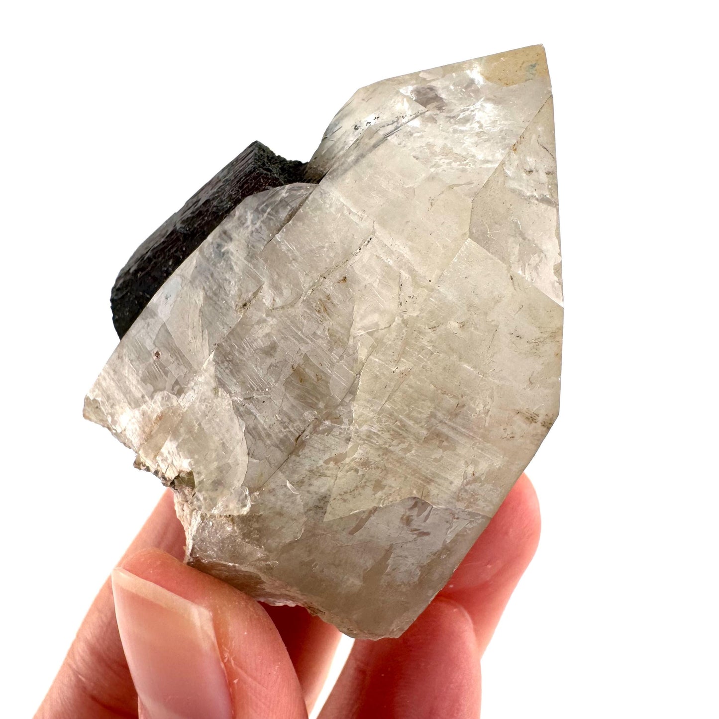 Black Tourmaline on Smoky Quartz | schorl crystal cluster, mineral specimen from Namibia