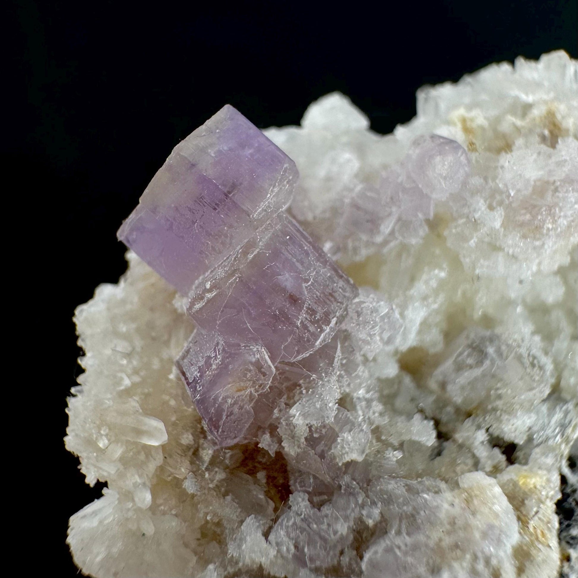 Purple Fluorapatite on Albite | natural crystal, rare mineral specimen from Afghanistan