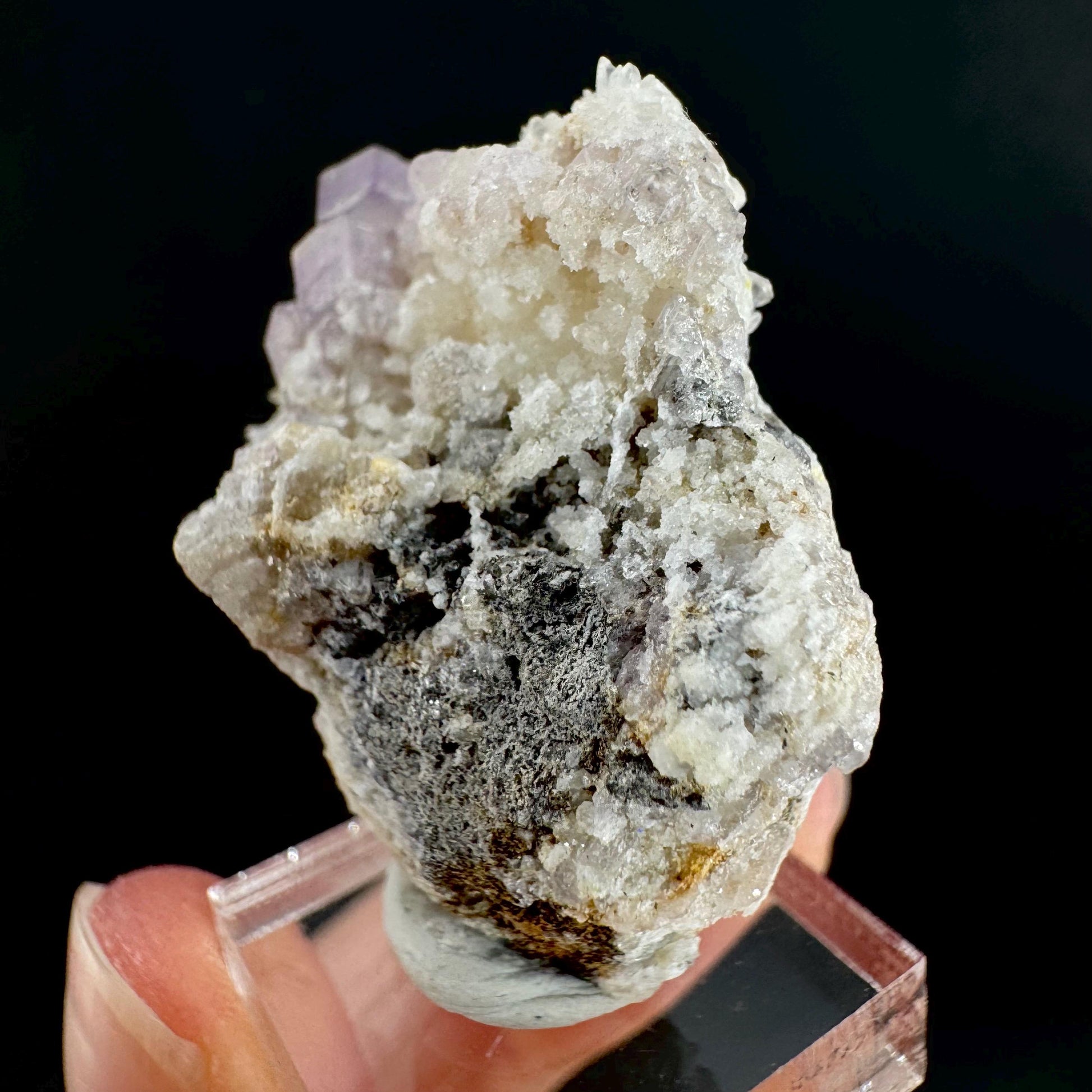 Purple Fluorapatite on Albite | natural crystal, rare mineral specimen from Afghanistan