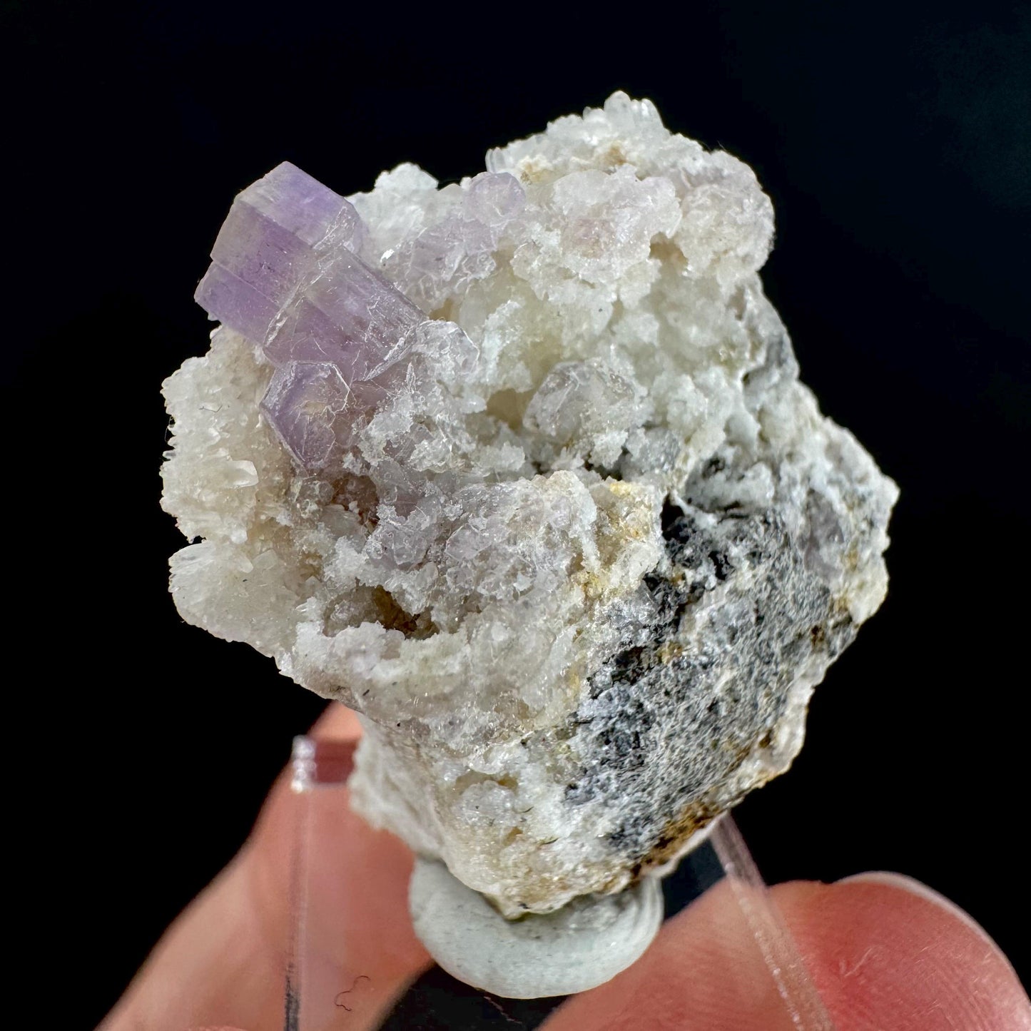 Purple Fluorapatite on Albite | natural crystal, rare mineral specimen from Afghanistan