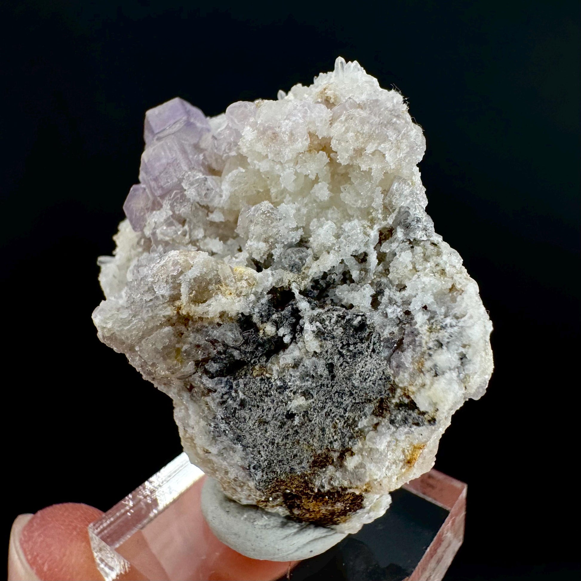 Purple Fluorapatite on Albite | natural crystal, rare mineral specimen from Afghanistan