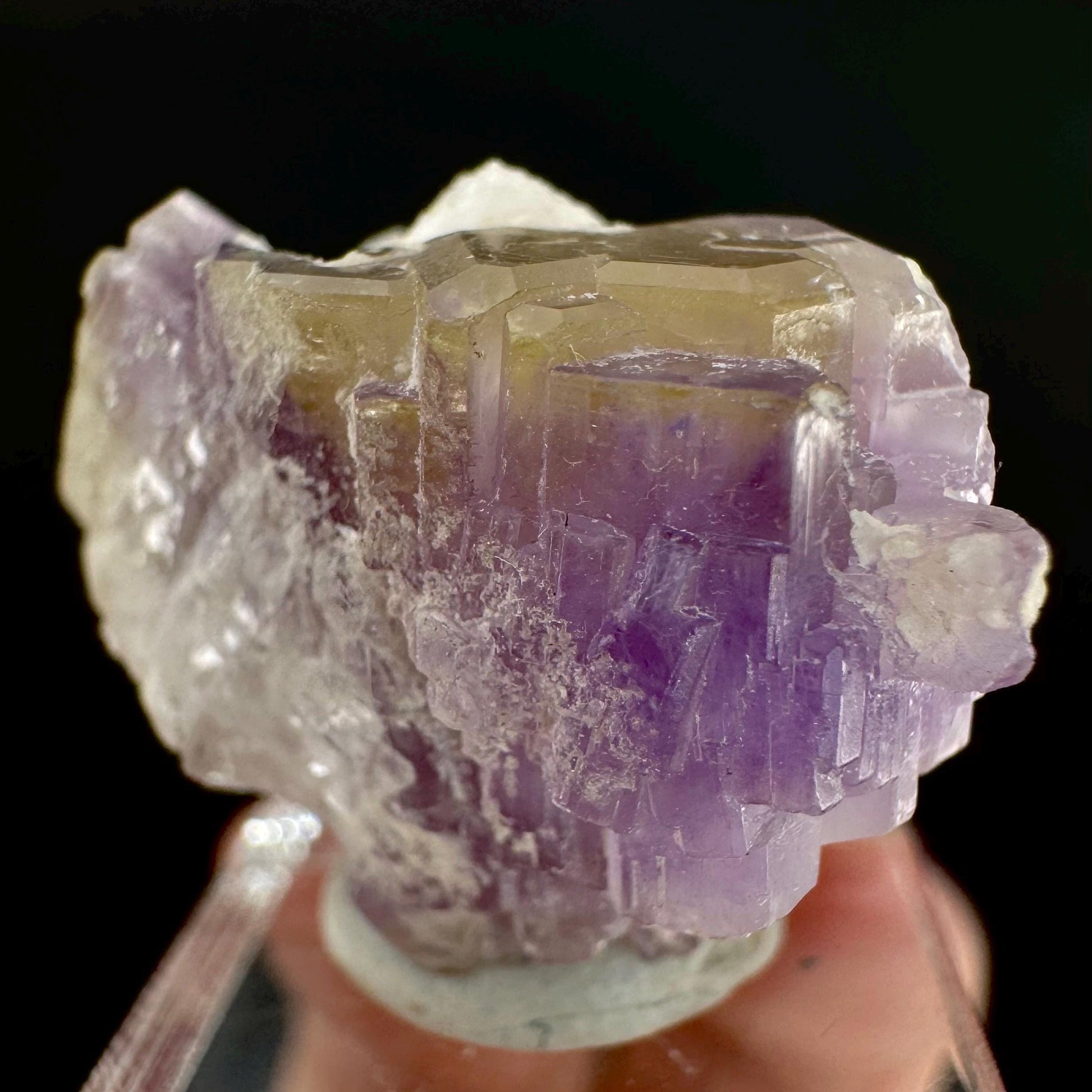 Purple Fluorapatite on Albite | natural crystal, rare mineral specimen from Afghanistan