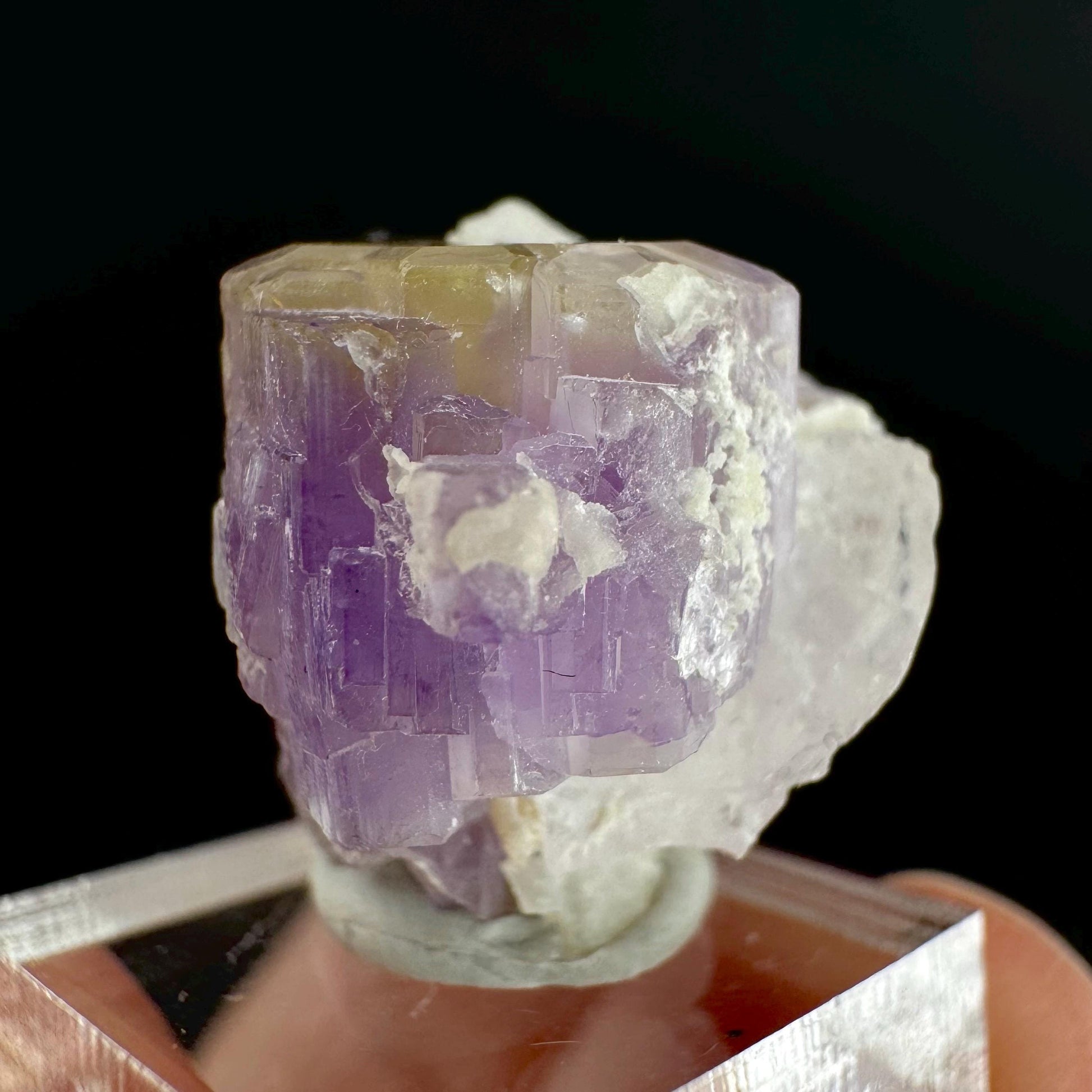 Purple Fluorapatite on Albite | natural crystal, rare mineral specimen from Afghanistan