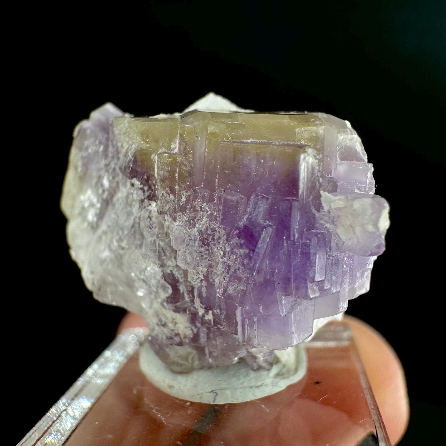 Purple Fluorapatite on Albite | natural crystal, rare mineral specimen from Afghanistan