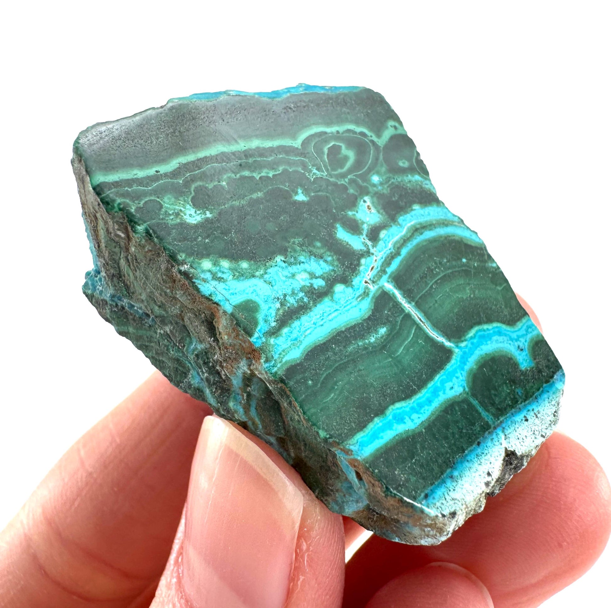 Malachite & Chrysocolla Slice | Polished Malacolla Crystal Slab