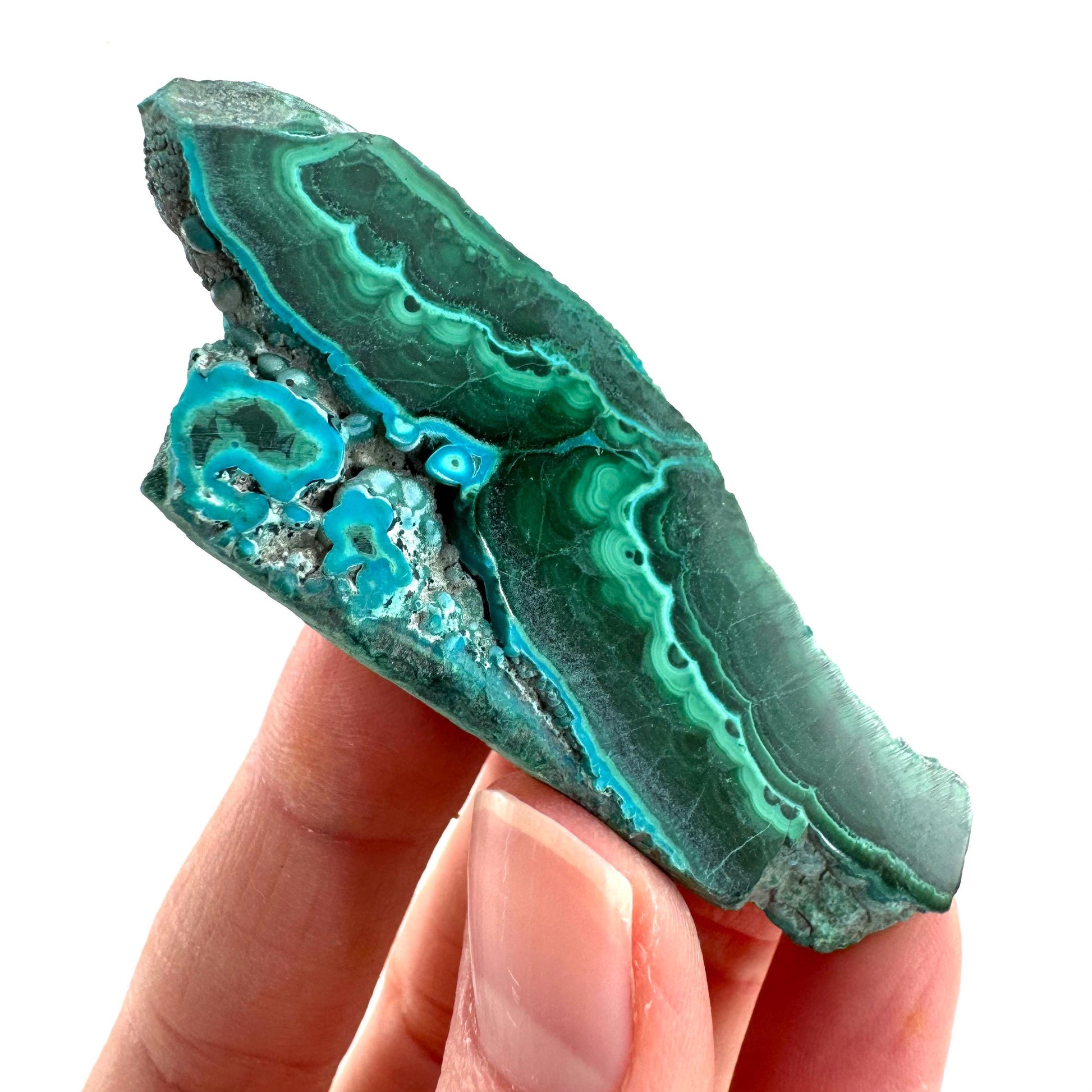 Malachite & Chrysocolla Slice | Polished Malacolla Crystal Slab
