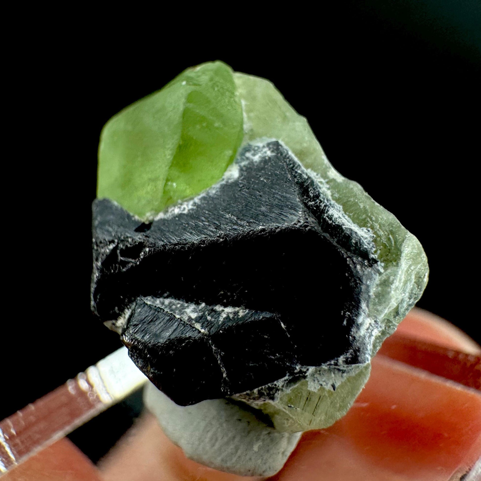 Peridot w/ magnetite | natural terminated crystal, mineral specimen from Pakistan