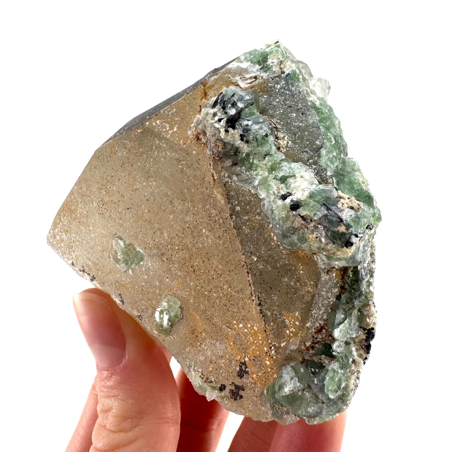 Fluorite on Smoky Quartz | natural crystal, Erongo mineral specimen