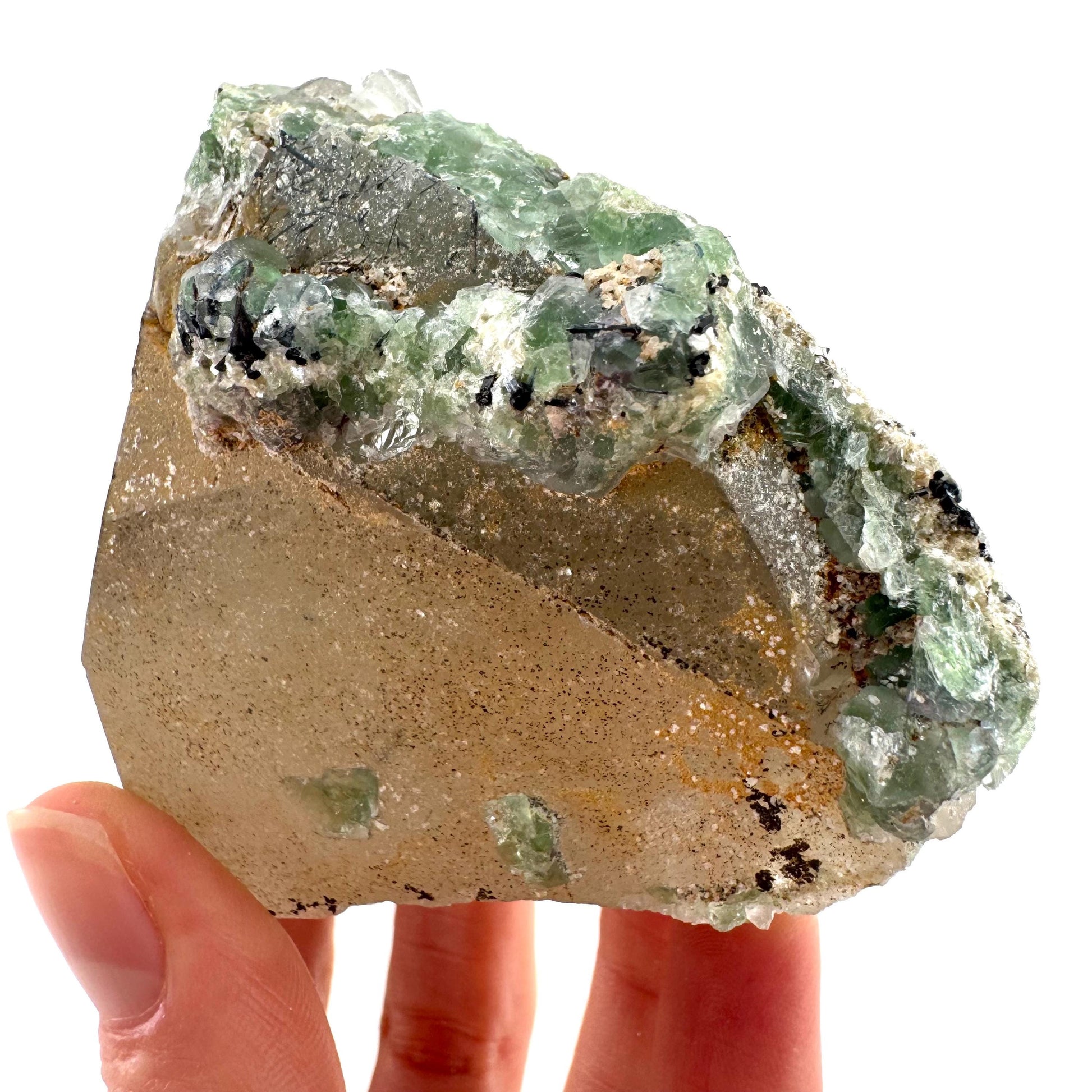 Fluorite on Smoky Quartz | natural crystal, Erongo mineral specimen