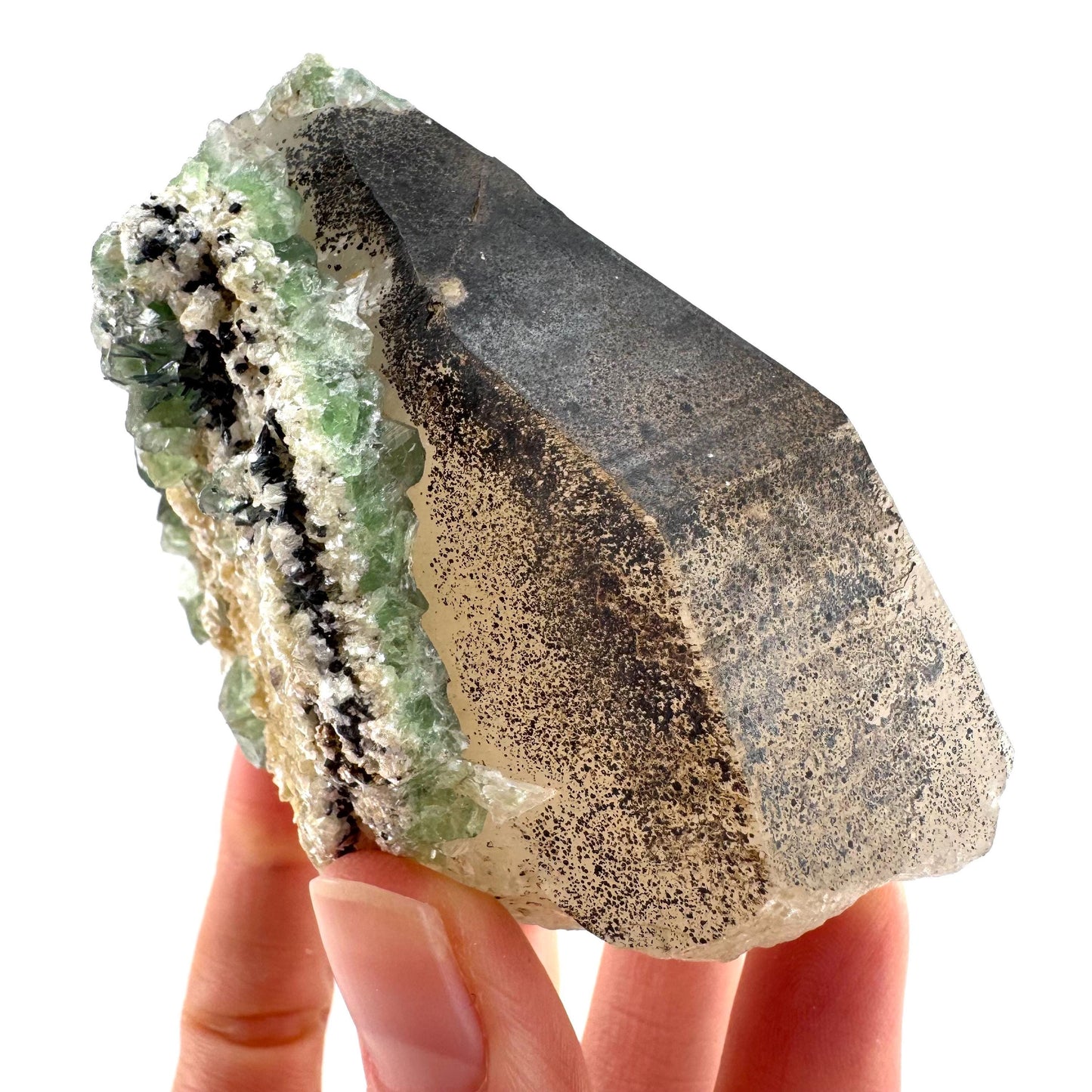 Fluorite on Smoky Quartz | natural crystal, Erongo mineral specimen