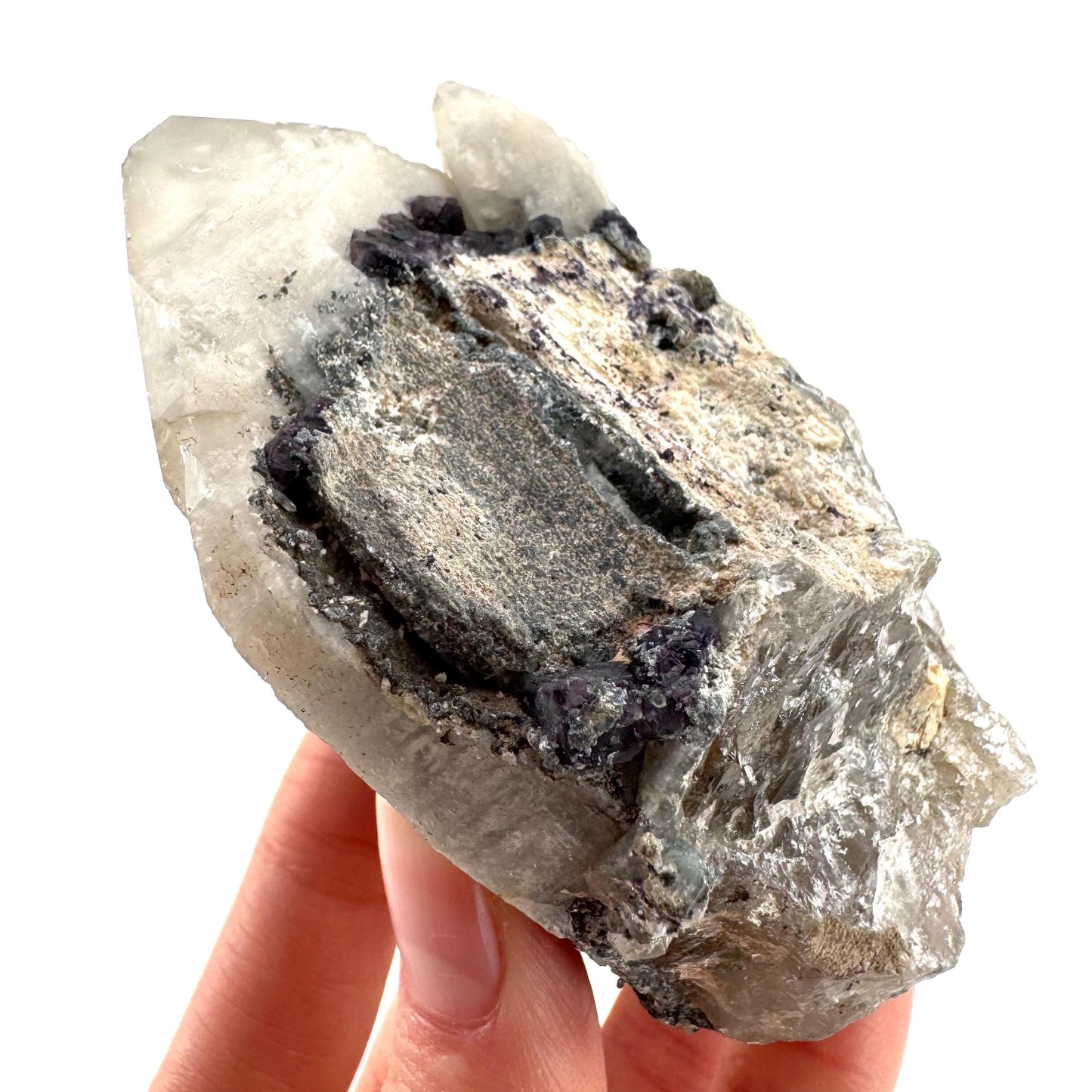 Fluorite on Smoky Quartz | natural crystal, Erongo mineral specimen