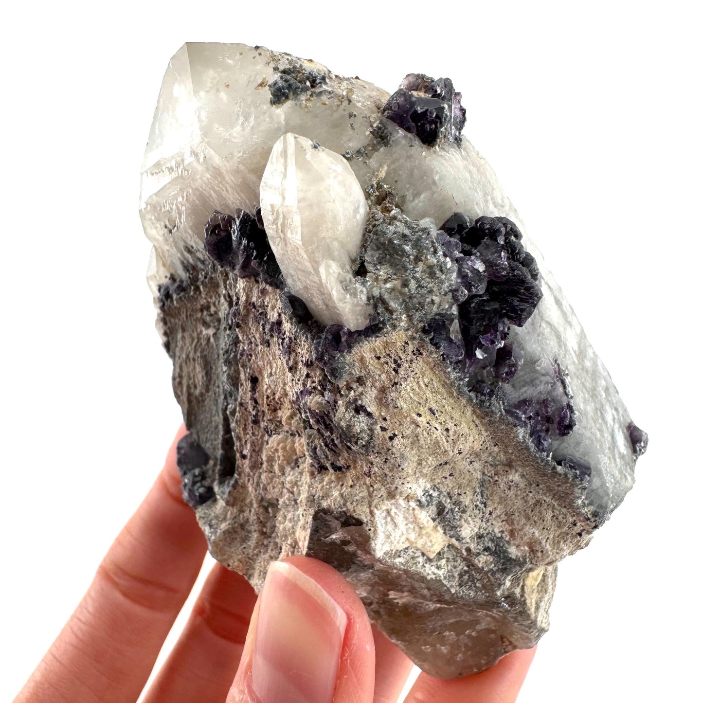 Fluorite on Smoky Quartz | natural crystal, Erongo mineral specimen