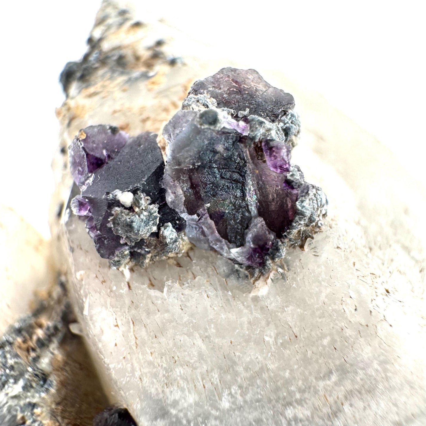 Fluorite on Smoky Quartz | natural crystal, Erongo mineral specimen