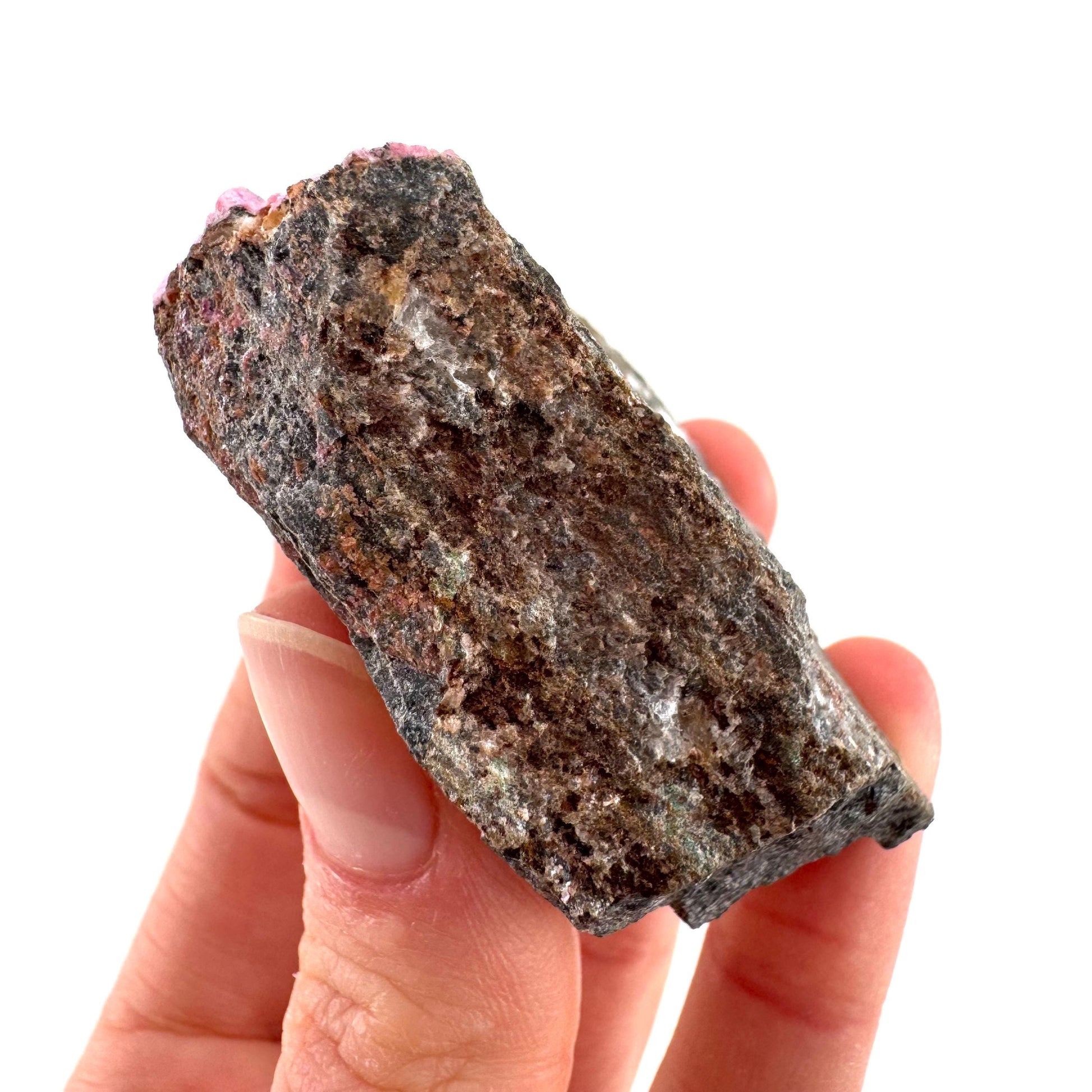 Cobaltoan Calcite w/ Heterogenite | natural pink crystal cluster, mineral specimen