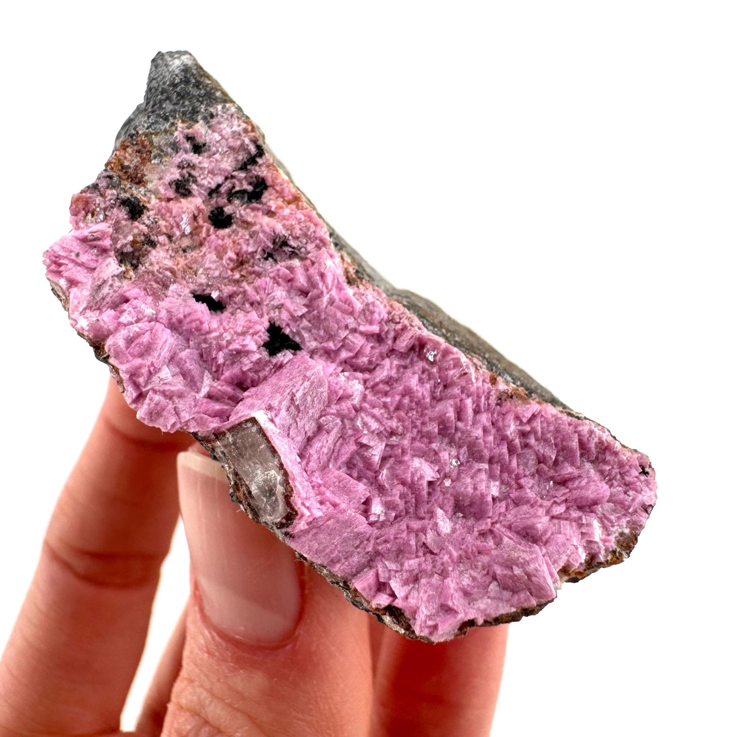 Cobaltoan Calcite w/ Heterogenite | natural pink crystal cluster, mineral specimen