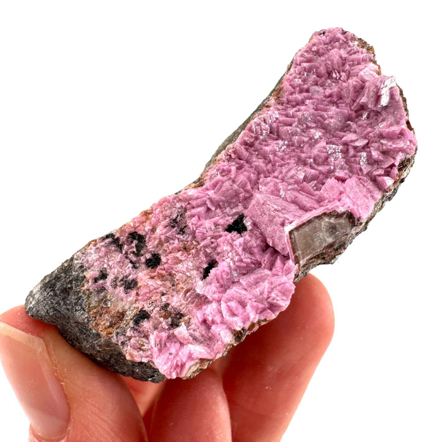 Cobaltoan Calcite w/ Heterogenite | natural pink crystal cluster, mineral specimen